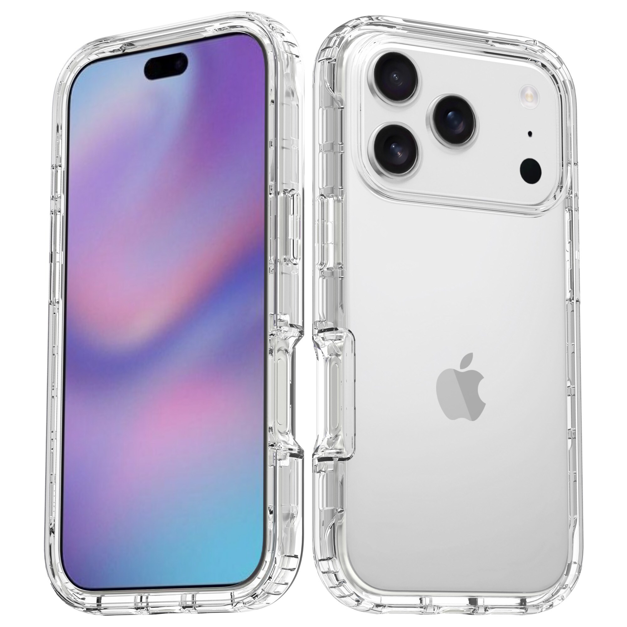 iPhone 17 Pro Max Mobildeksel med beskyttelsesramme, Gjennomsiktig