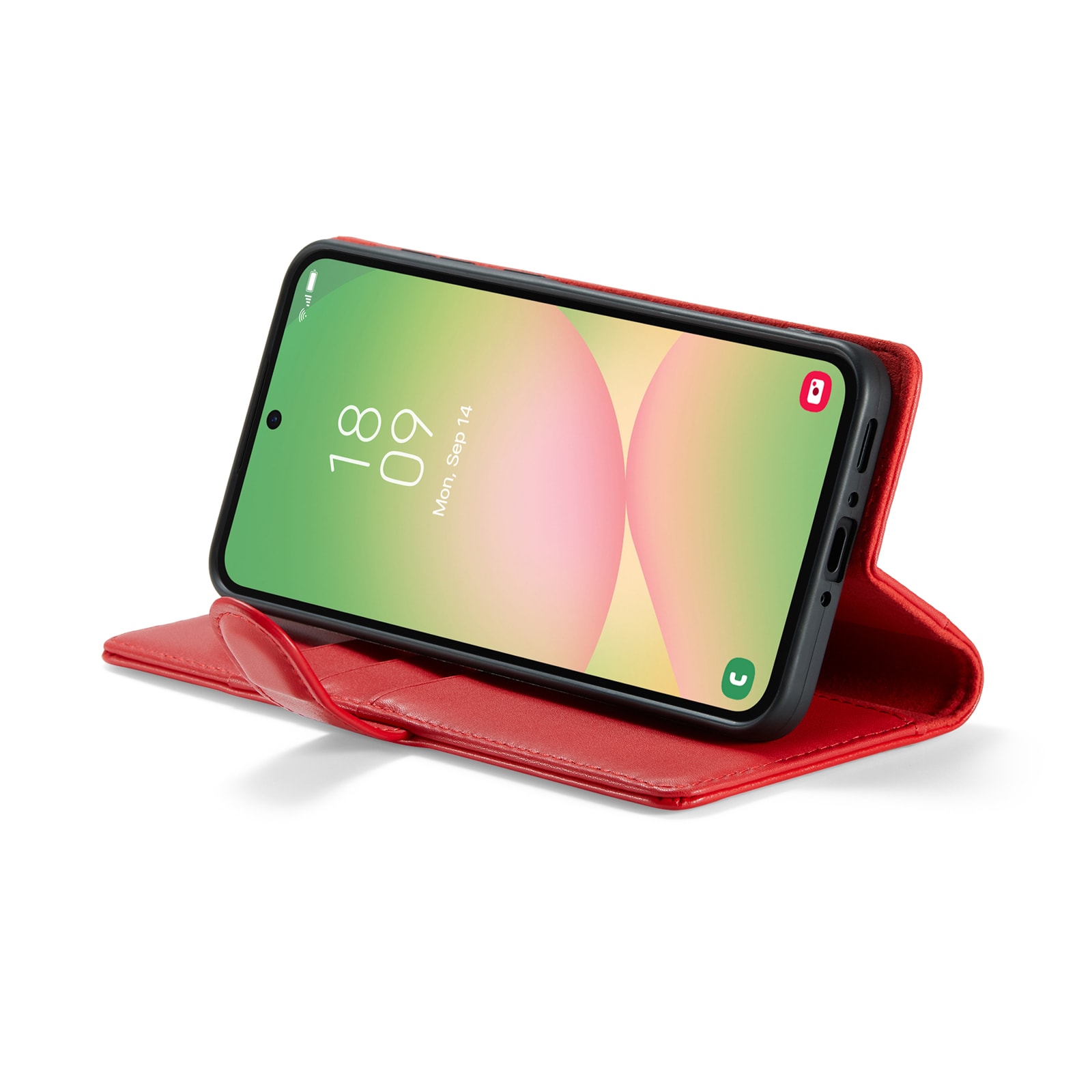Samsung Galaxy A56 Lommeboketui i ekte skinn, Rød