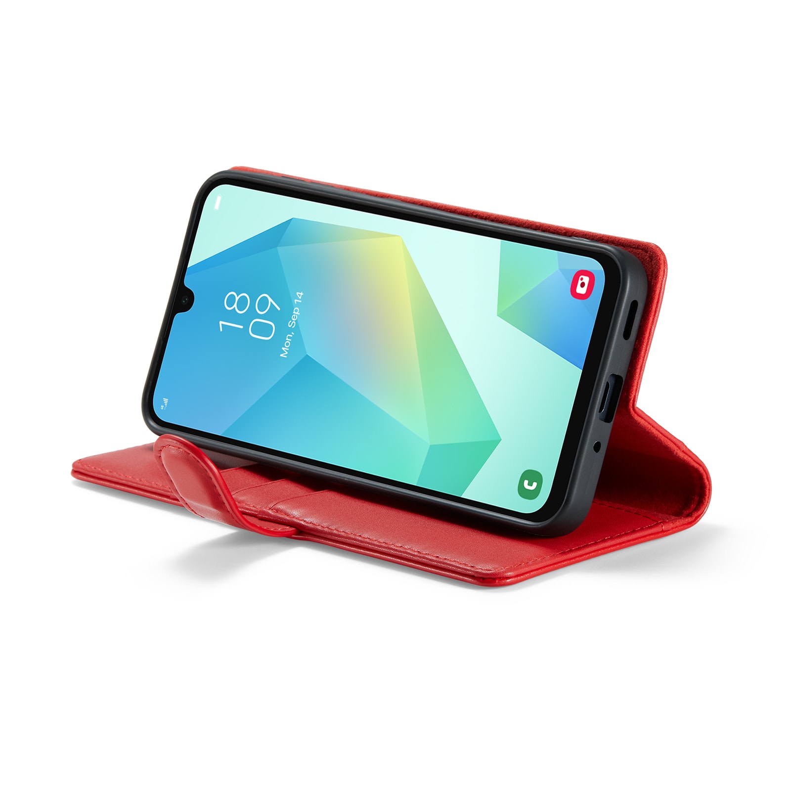 Samsung Galaxy A16 Lommeboketui i ekte skinn, Rød