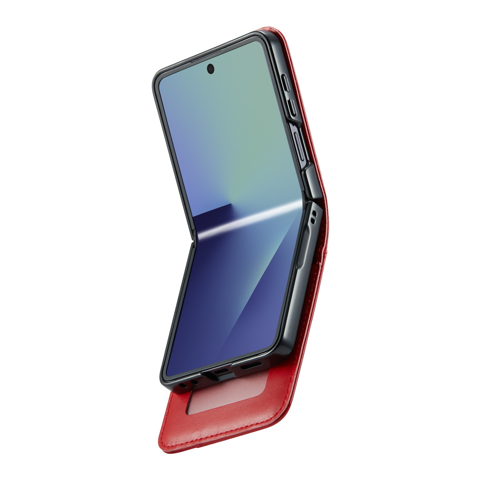Samsung Galaxy Z Flip 7 Lommeboketui i ekte skinn, Rød