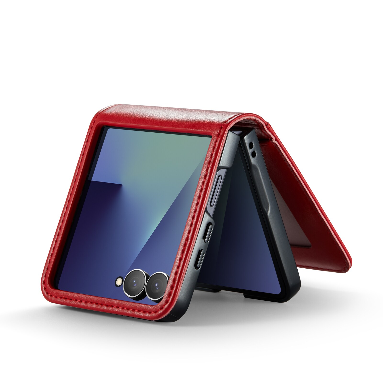 Samsung Galaxy Z Flip 7 Lommeboketui i ekte skinn, Rød