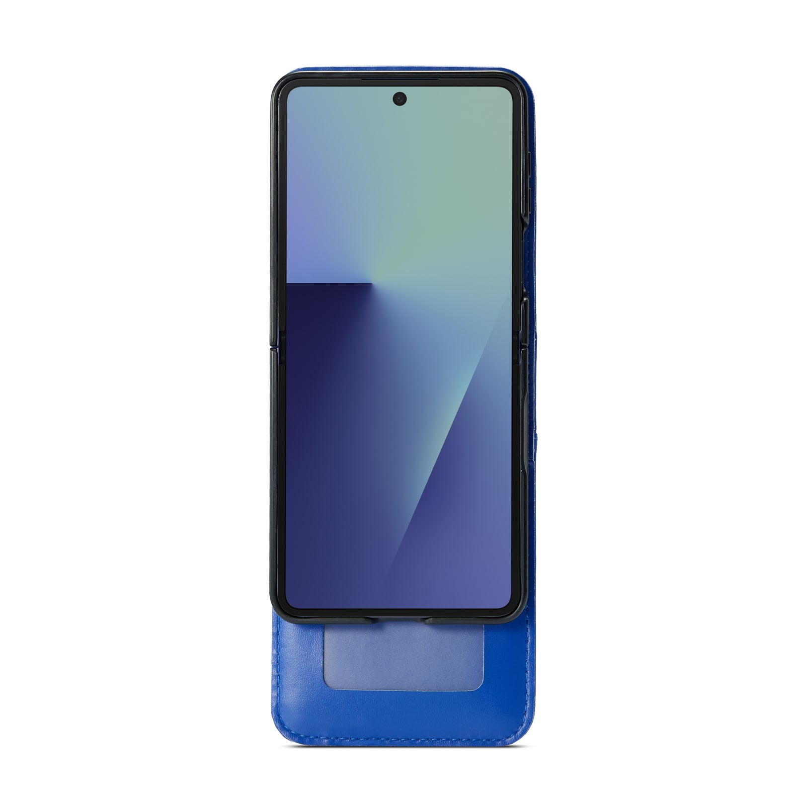 Samsung Galaxy Z Flip 7 Lommeboketui i ekte skinn, Blå