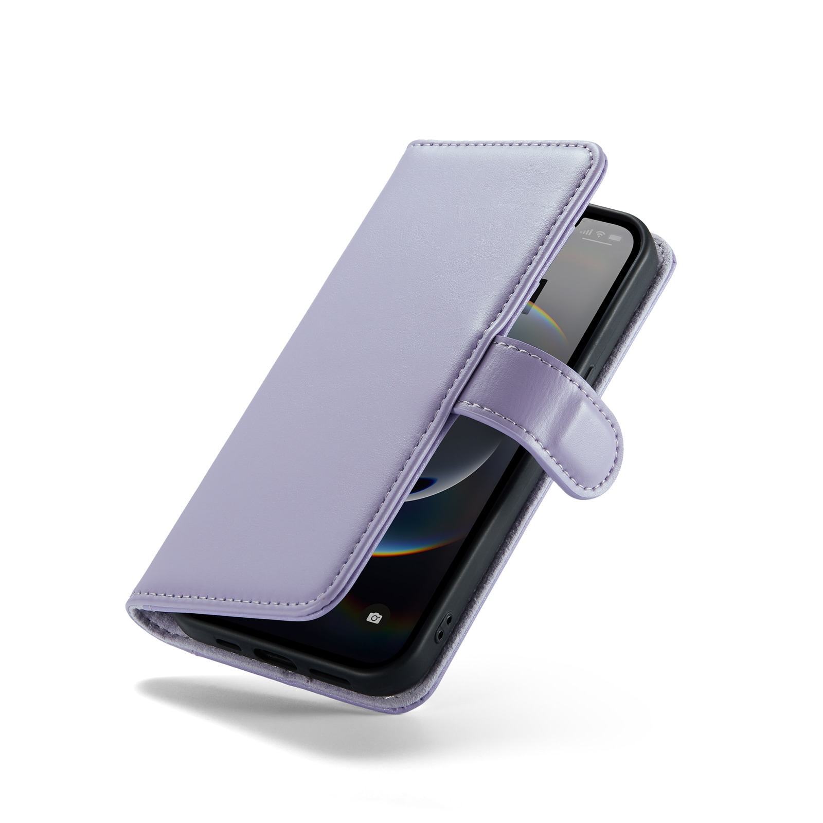 iPhone 12/iPhone 12 Pro Lommeboketui i ekte skinn, Lilla