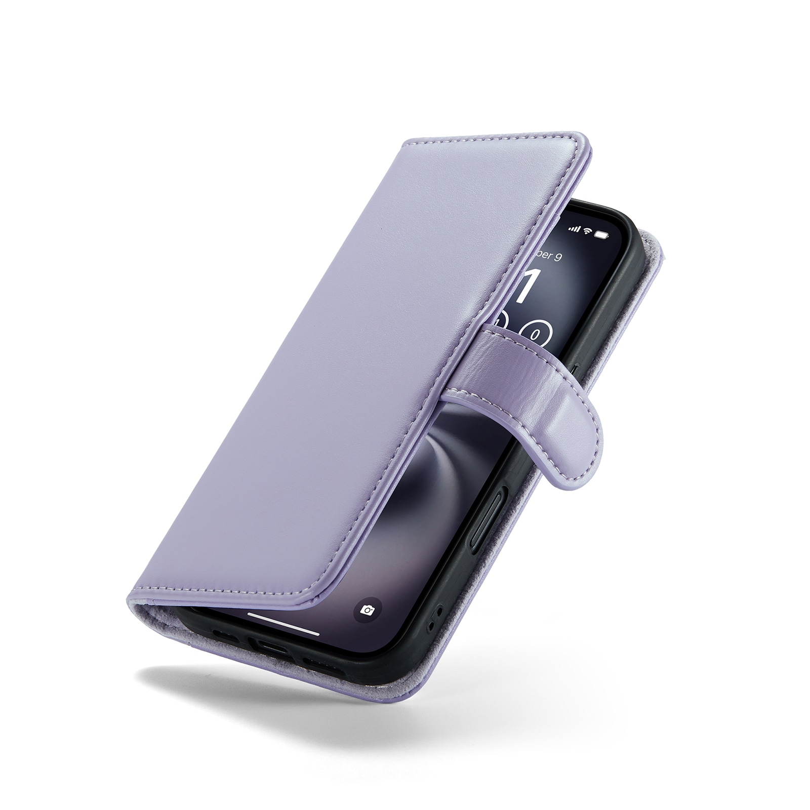iPhone 17 Lommeboketui i ekte skinn, Lilla