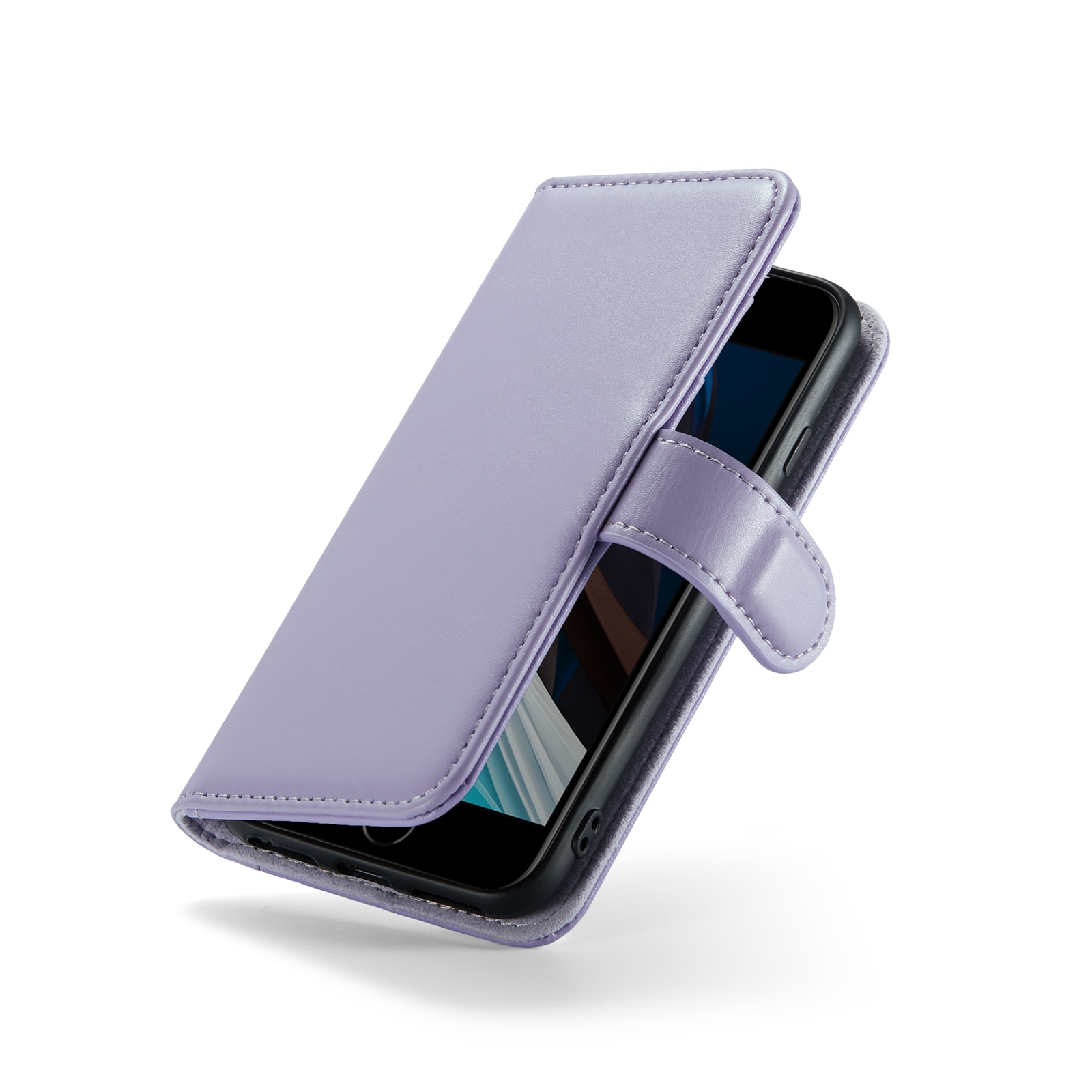 iPhone SE 2020 Lommeboketui i ekte skinn, Lilla