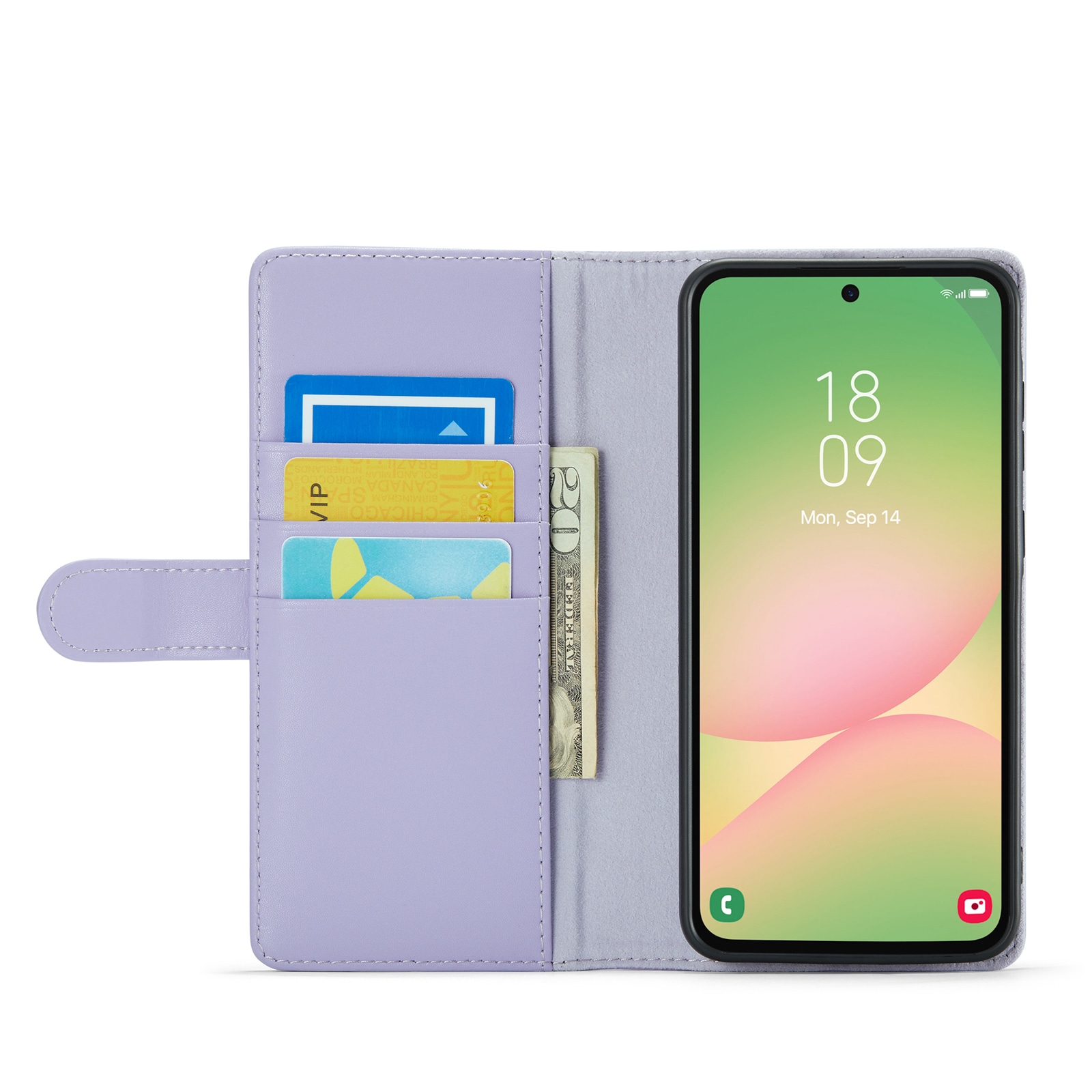 Samsung Galaxy A56 Lommeboketui i ekte skinn, Lilla