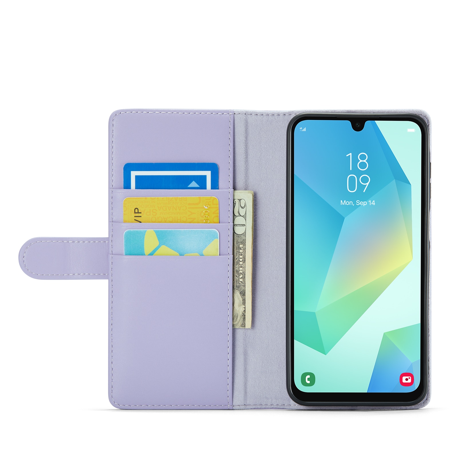 Samsung Galaxy A16 Lommeboketui i ekte skinn, Lilla
