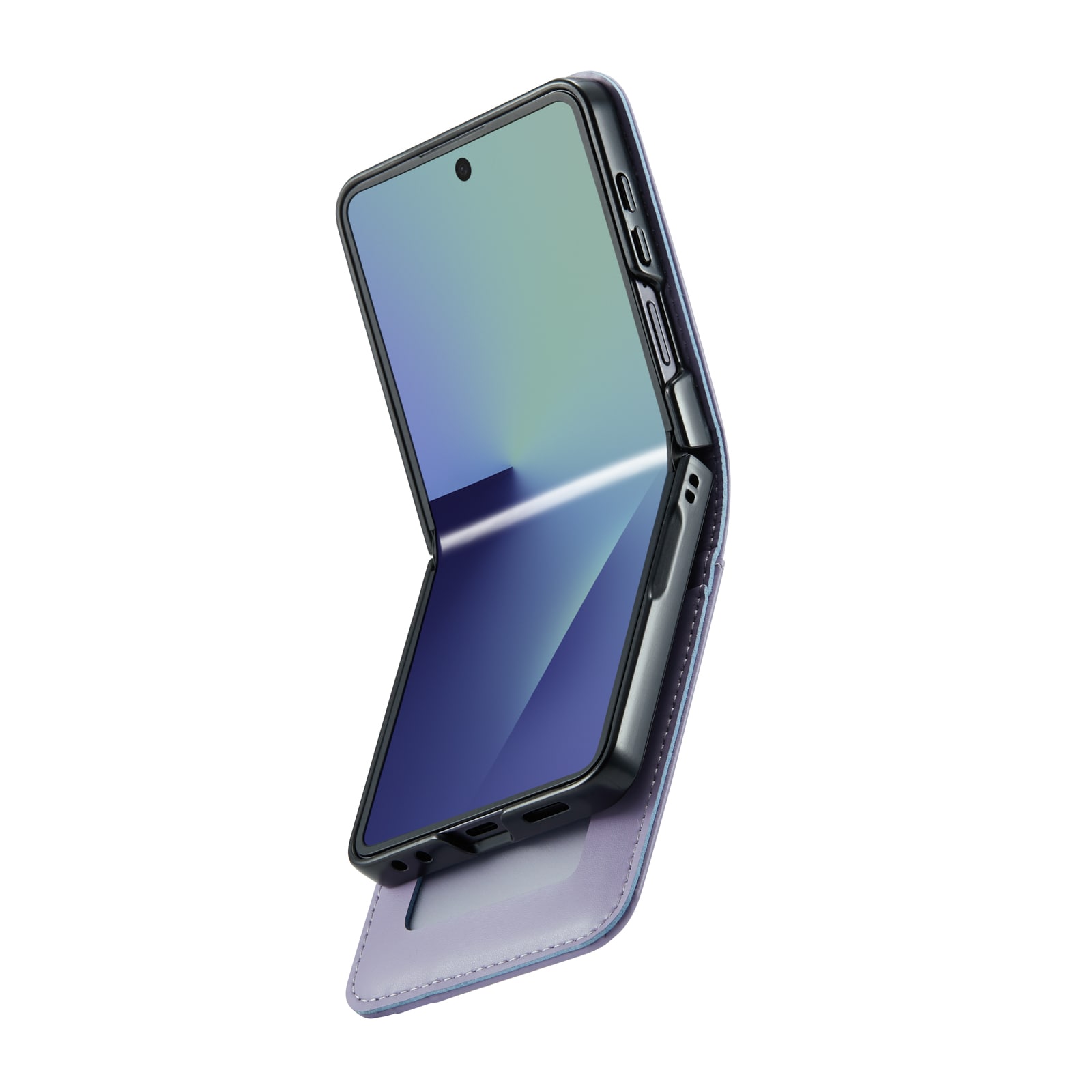 Samsung Galaxy Z Flip 7 Lommeboketui i ekte skinn, Lilla