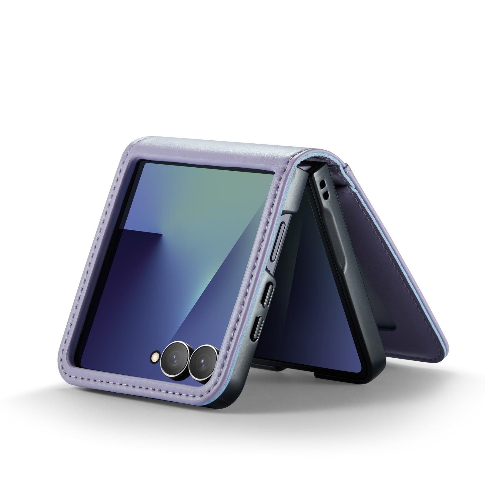 Samsung Galaxy Z Flip 7 Lommeboketui i ekte skinn, Lilla