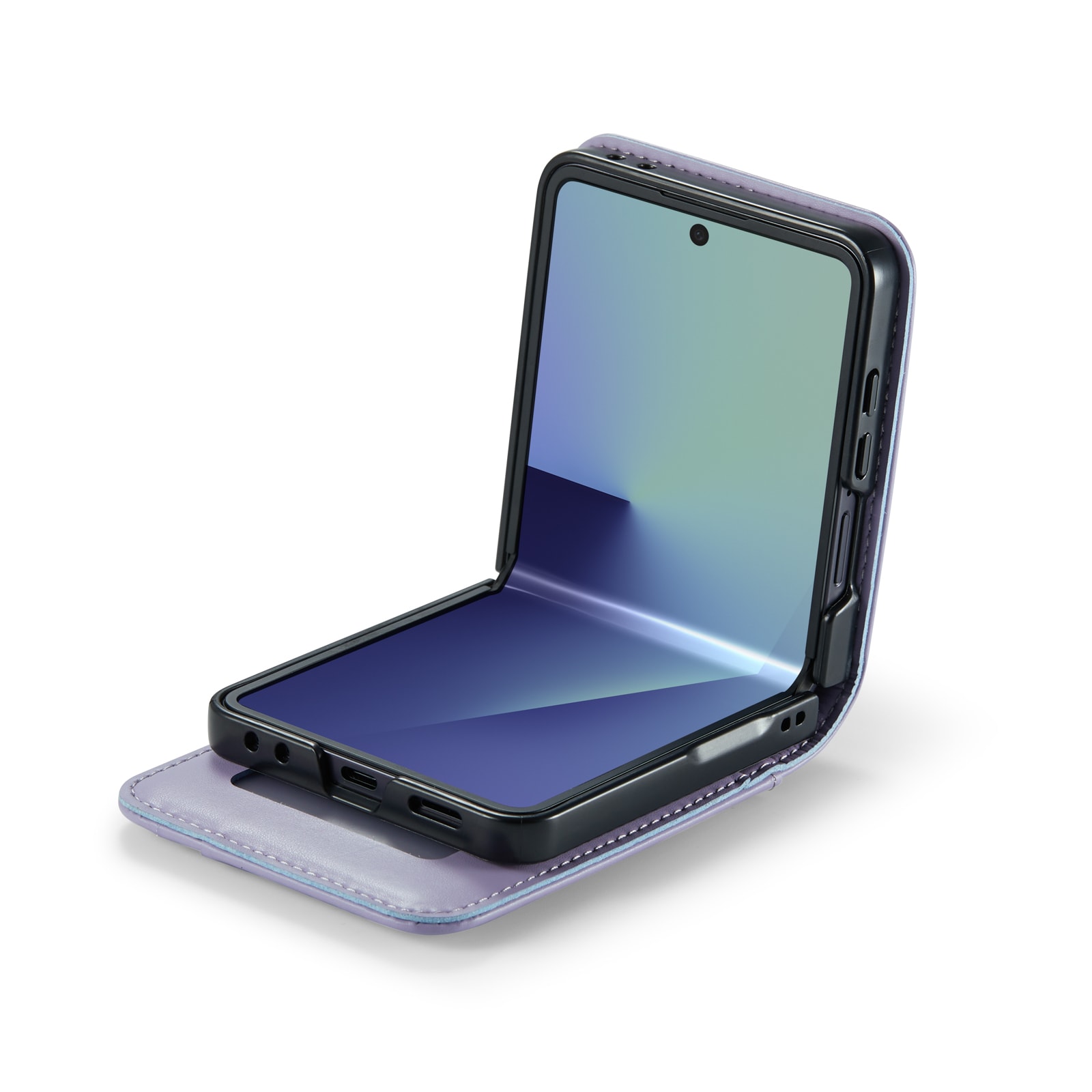 Samsung Galaxy Z Flip 7 Lommeboketui i ekte skinn, Lilla
