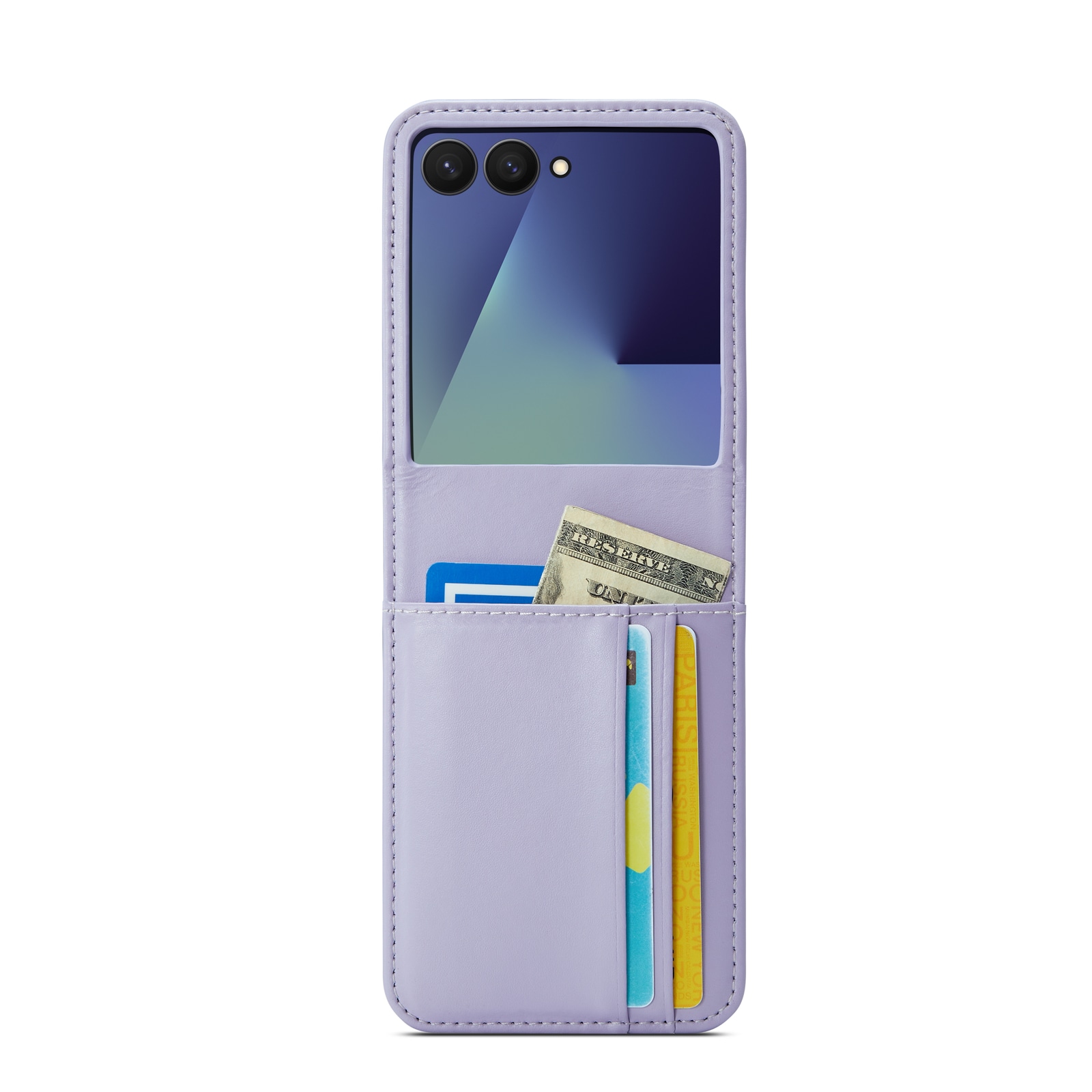 Samsung Galaxy Z Flip 7 Lommeboketui i ekte skinn, Lilla