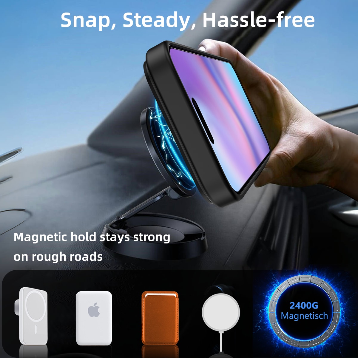 iPhone 17 Pro Magnetisk hybriddeksel med innebygd stativ, Svart