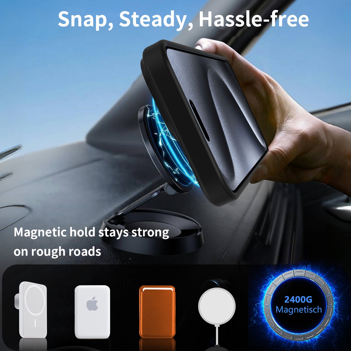 iPhone 15 Pro Max Magnetisk hybriddeksel med innebygd stativ, Svart