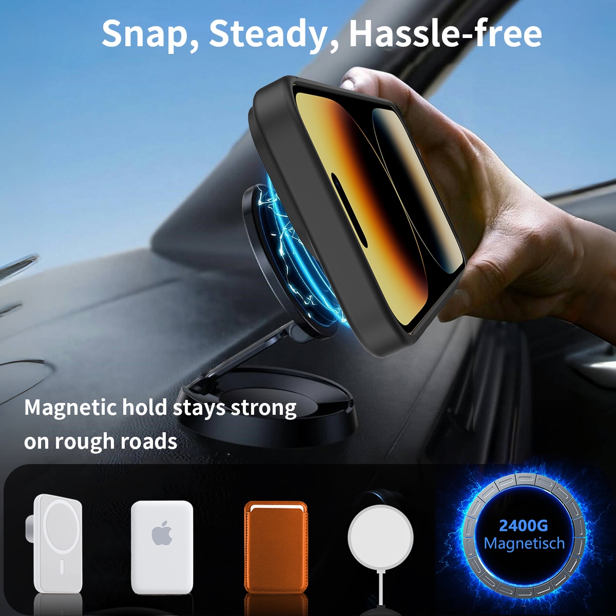 iPhone 14 Pro Magnetisk hybriddeksel med innebygd stativ, Svart