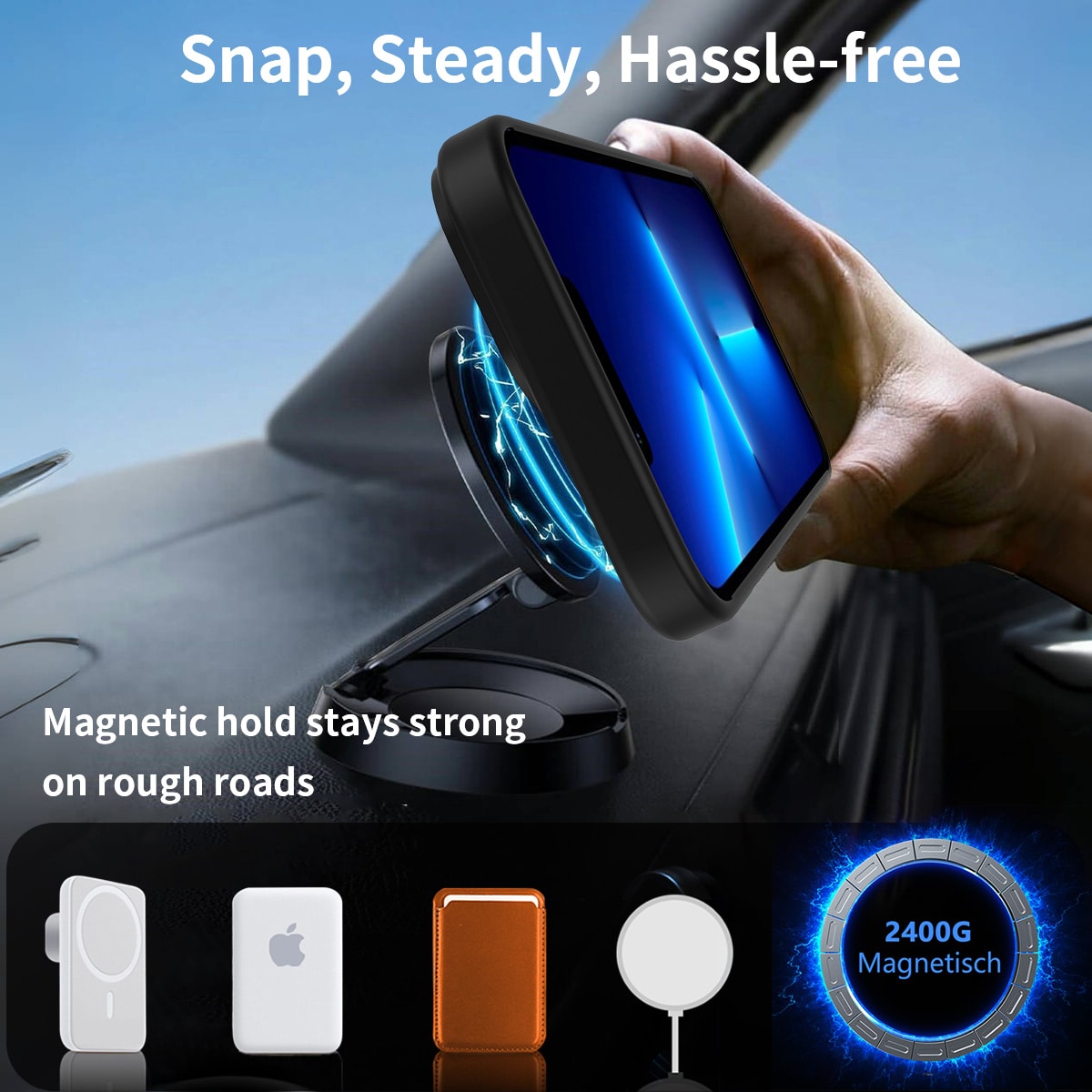 iPhone 13 Pro Max Magnetisk hybriddeksel med innebygd stativ, Svart