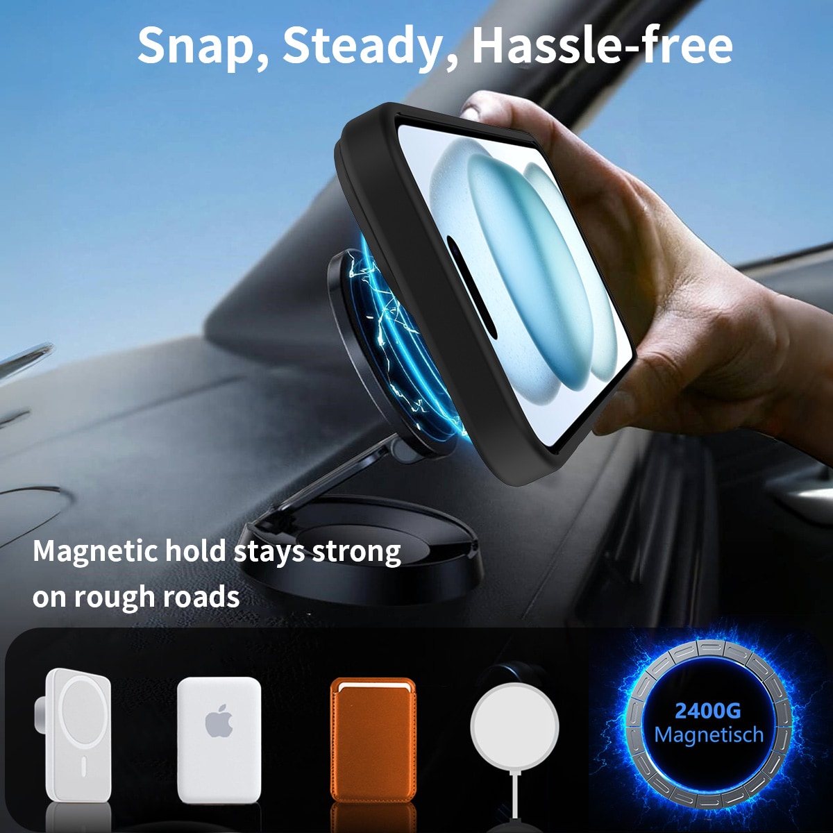 iPhone 14 Magnetisk hybriddeksel med innebygd stativ, Svart