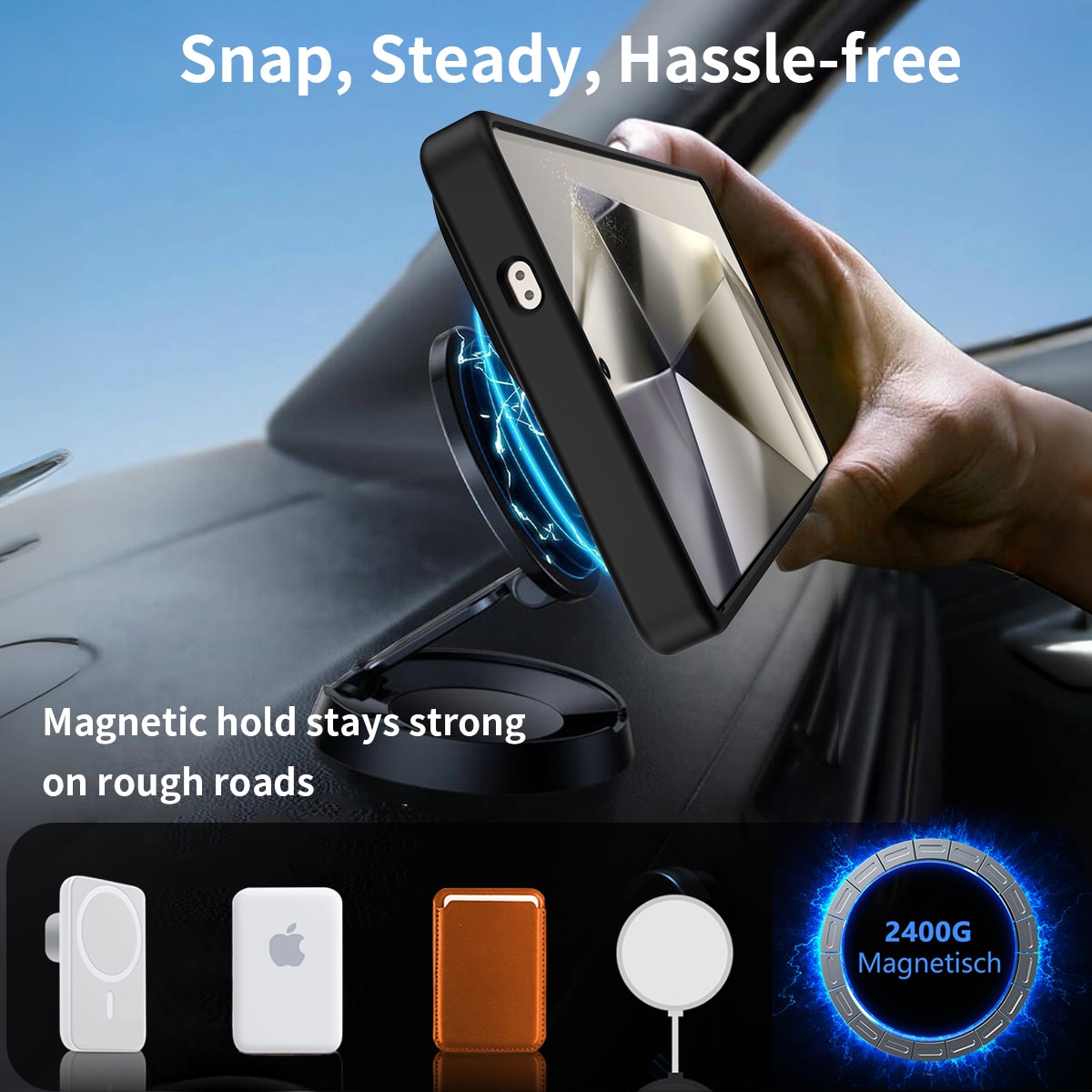 Samsung Galaxy S25 Ultra Magnetisk hybriddeksel med innebygd stativ, Svart