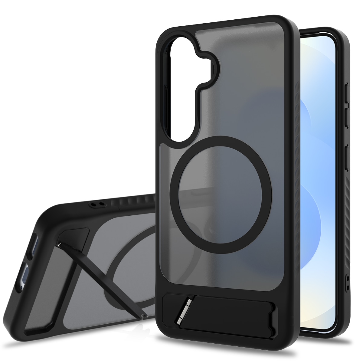 Samsung Galaxy S24 Magnetisk hybriddeksel med innebygd stativ, Svart