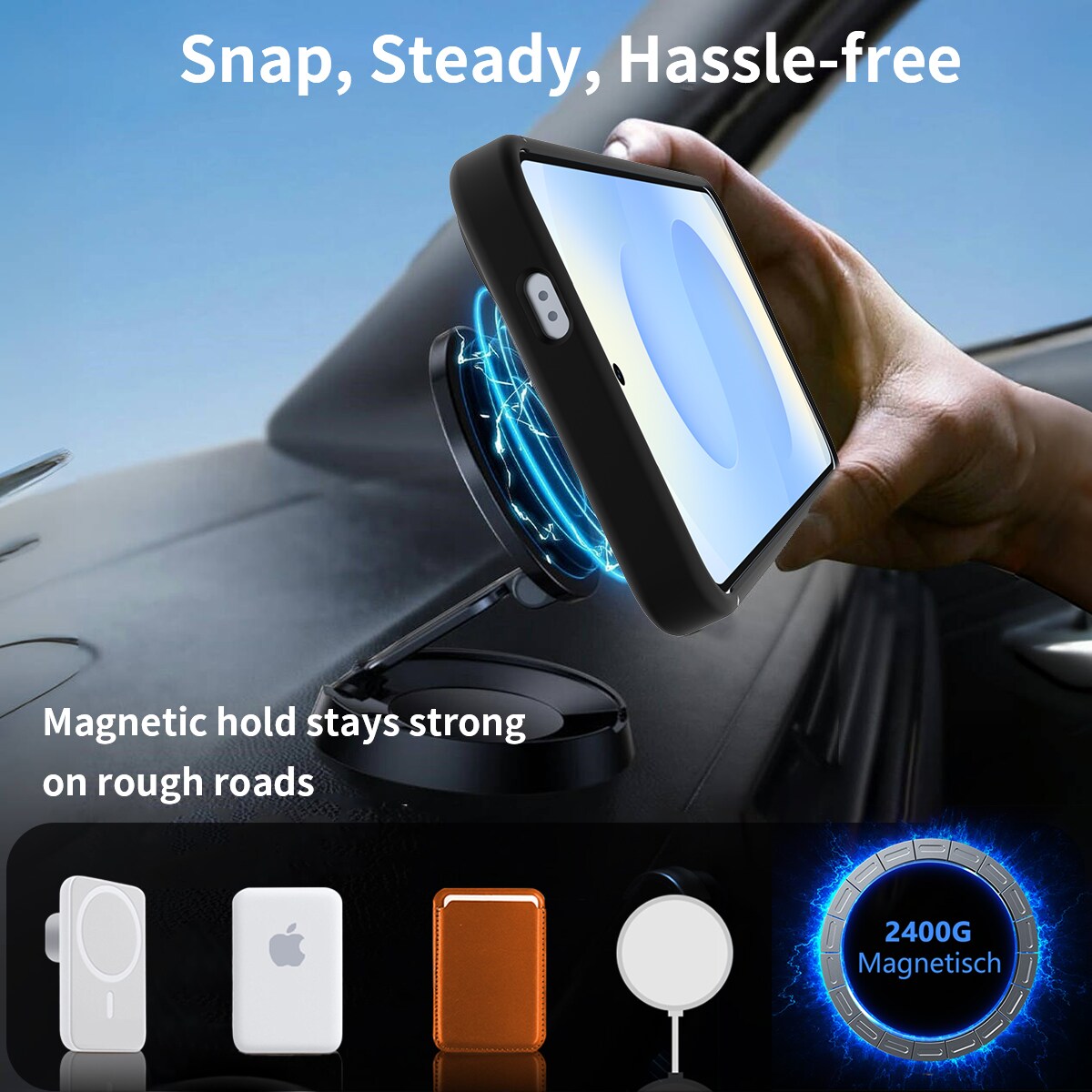 Samsung Galaxy S25 Magnetisk hybriddeksel med innebygd stativ, Svart