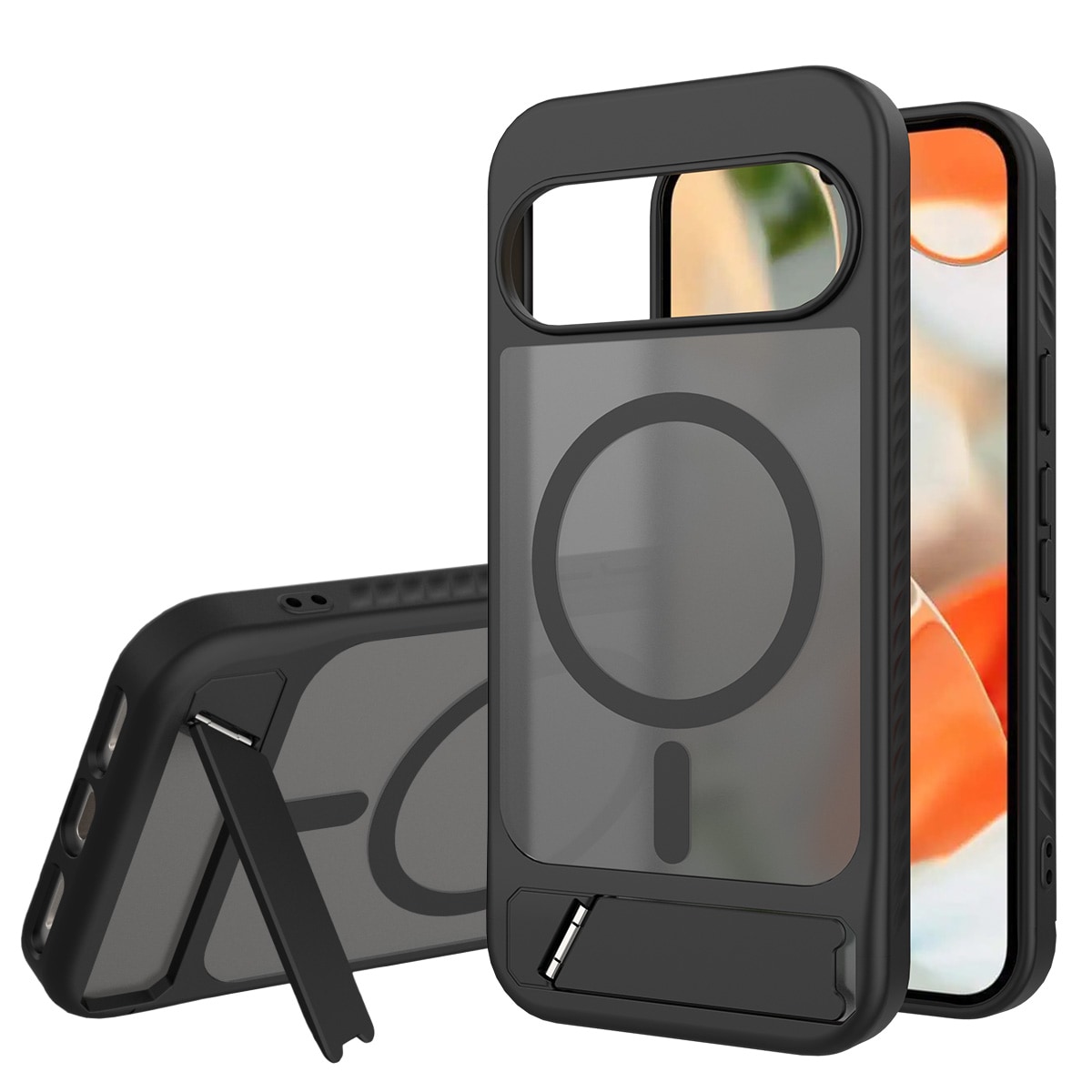 Google Pixel 9 Magnetisk hybriddeksel med innebygd stativ, Svart