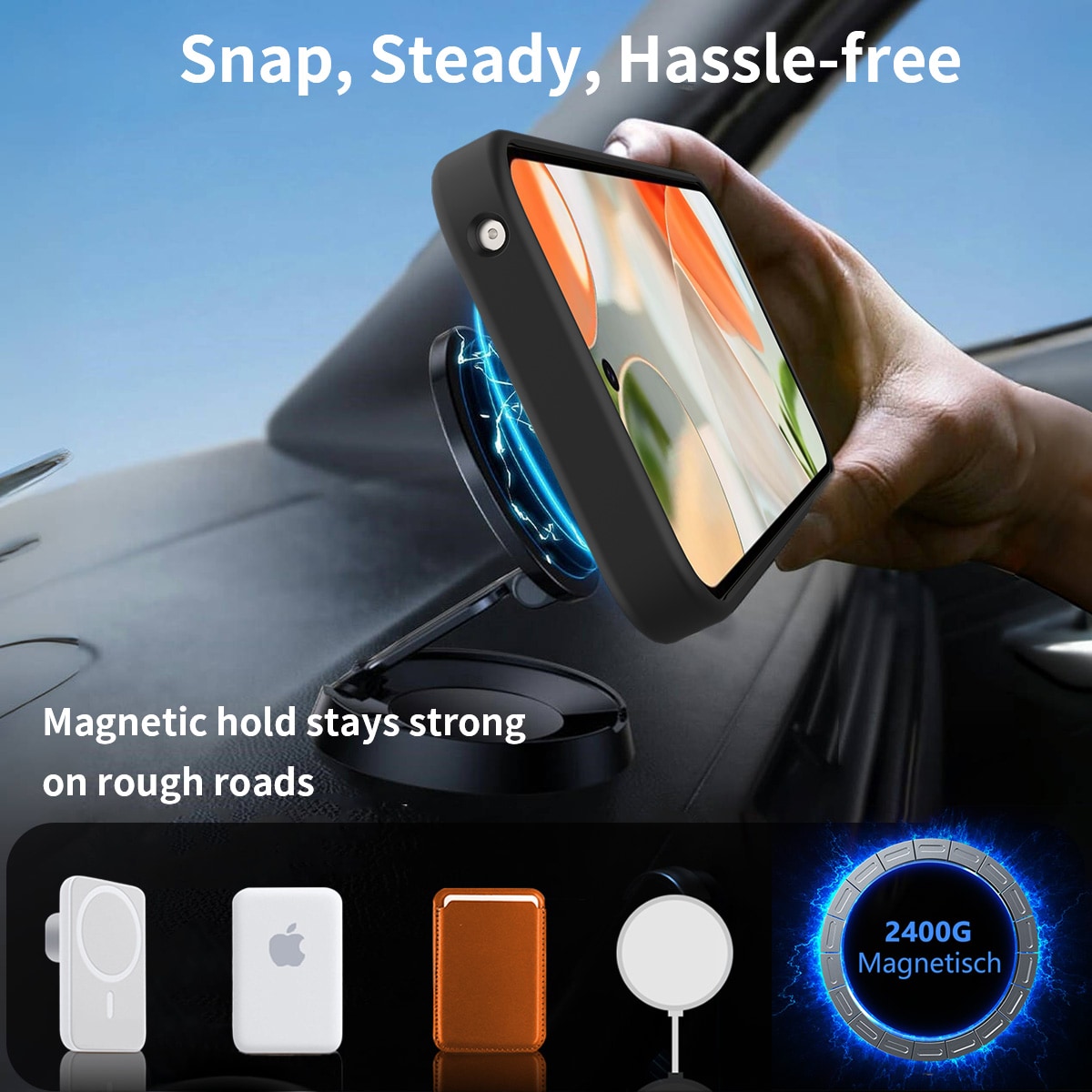 Google Pixel 9 Magnetisk hybriddeksel med innebygd stativ, Svart