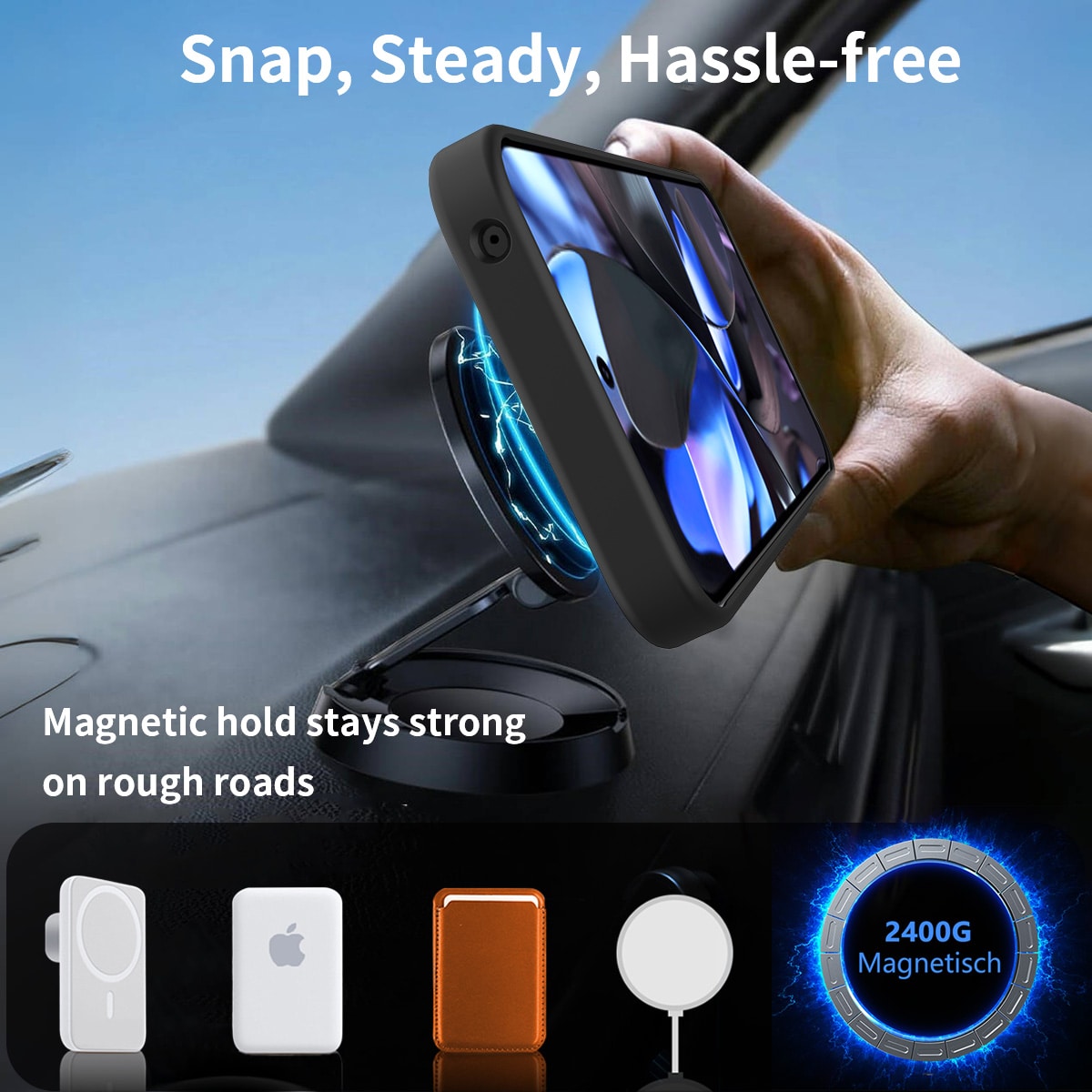 Google Pixel 9 Pro XL Magnetisk hybriddeksel med innebygd stativ, Svart