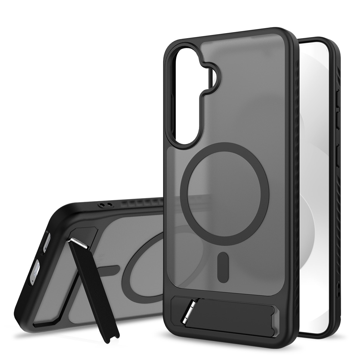 Samsung Galaxy S25 FE Magnetisk hybriddeksel med innebygd stativ, Svart