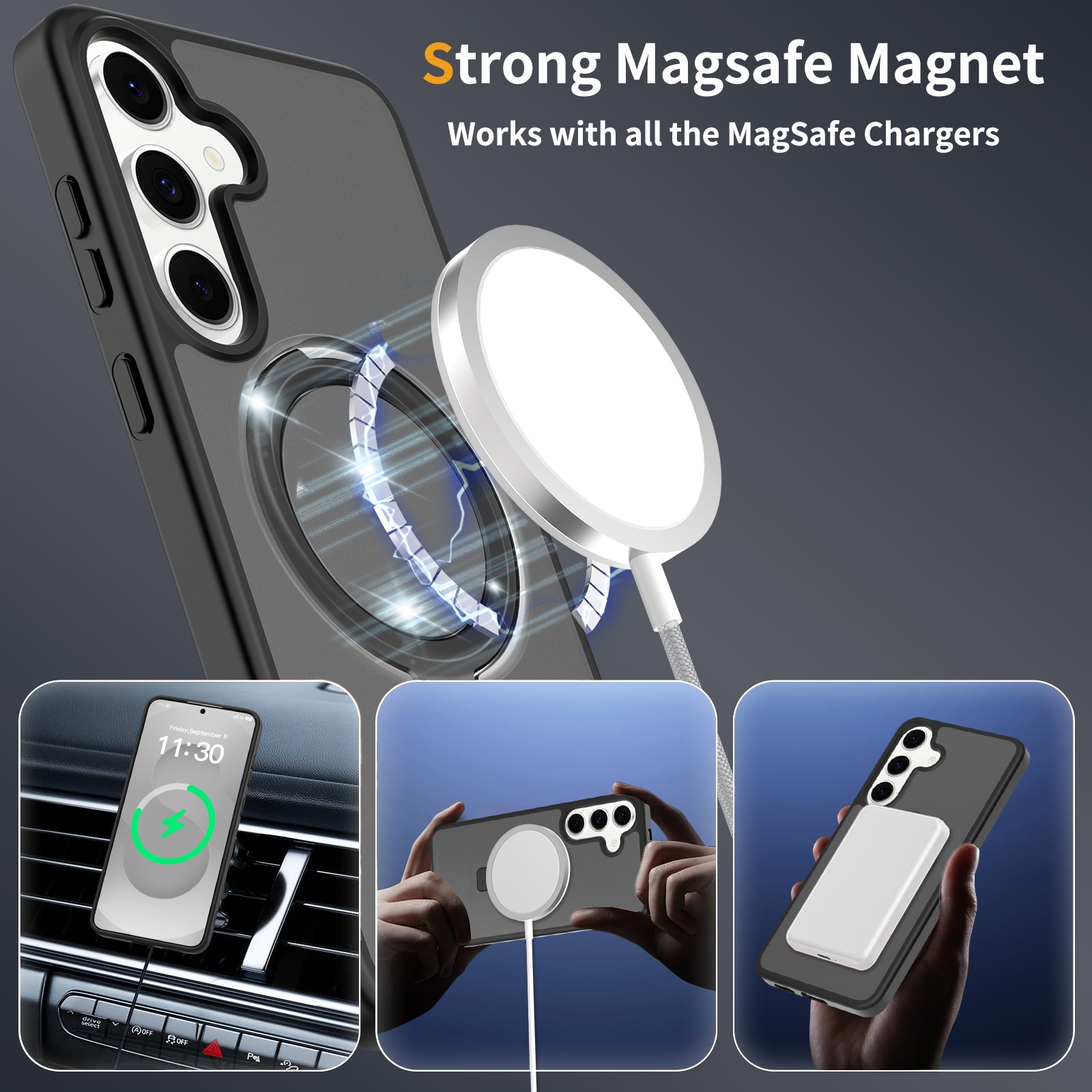 Samsung Galaxy S25 FE Magnetic hybriddeksel med stativfunksjon, Svart