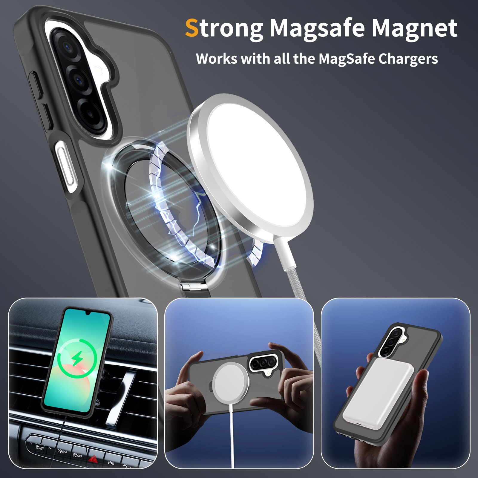Samsung Galaxy A17 Magnetic hybriddeksel med stativfunksjon, Svart