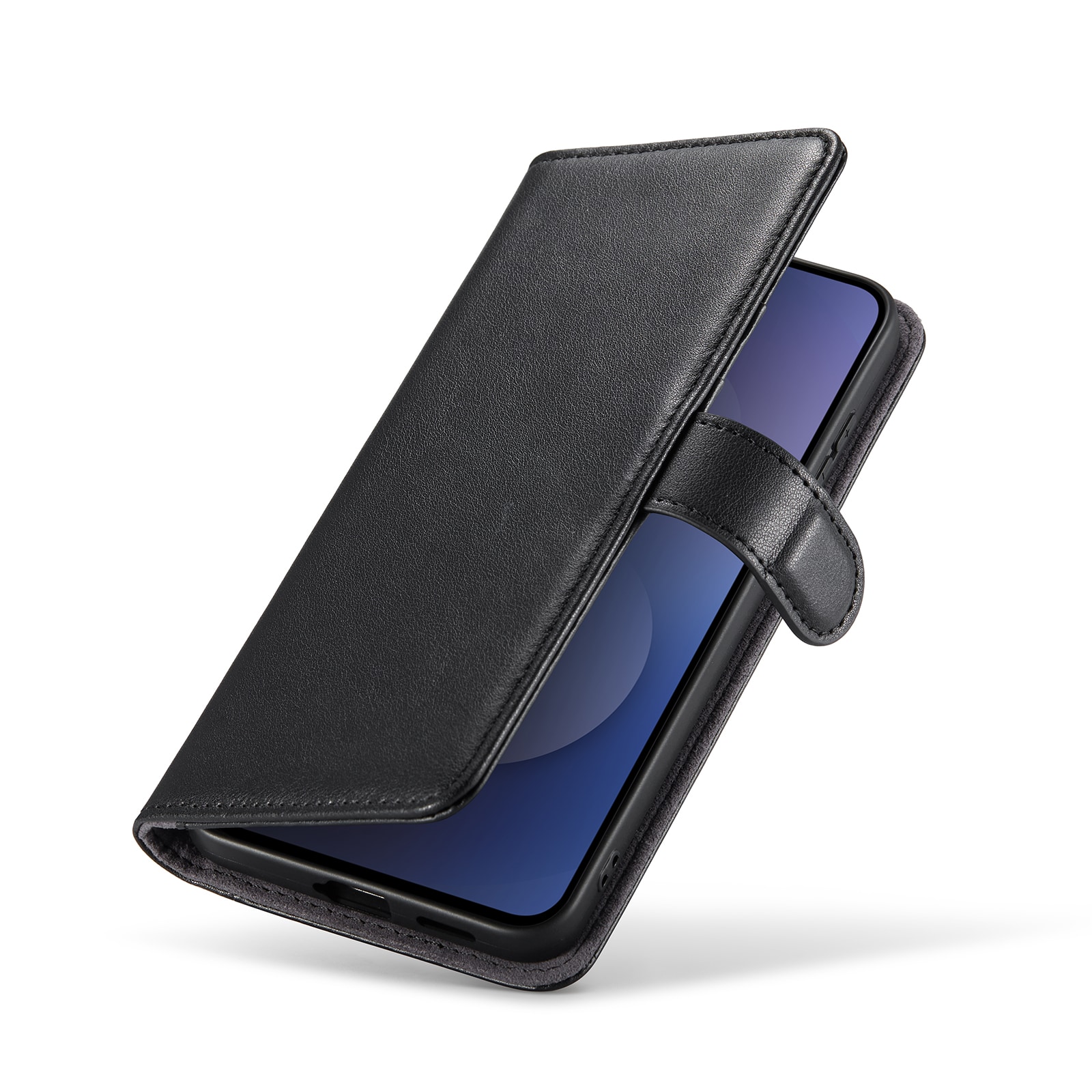 Samsung Galaxy S25 FE Lommeboketui i ekte skinn, Svart