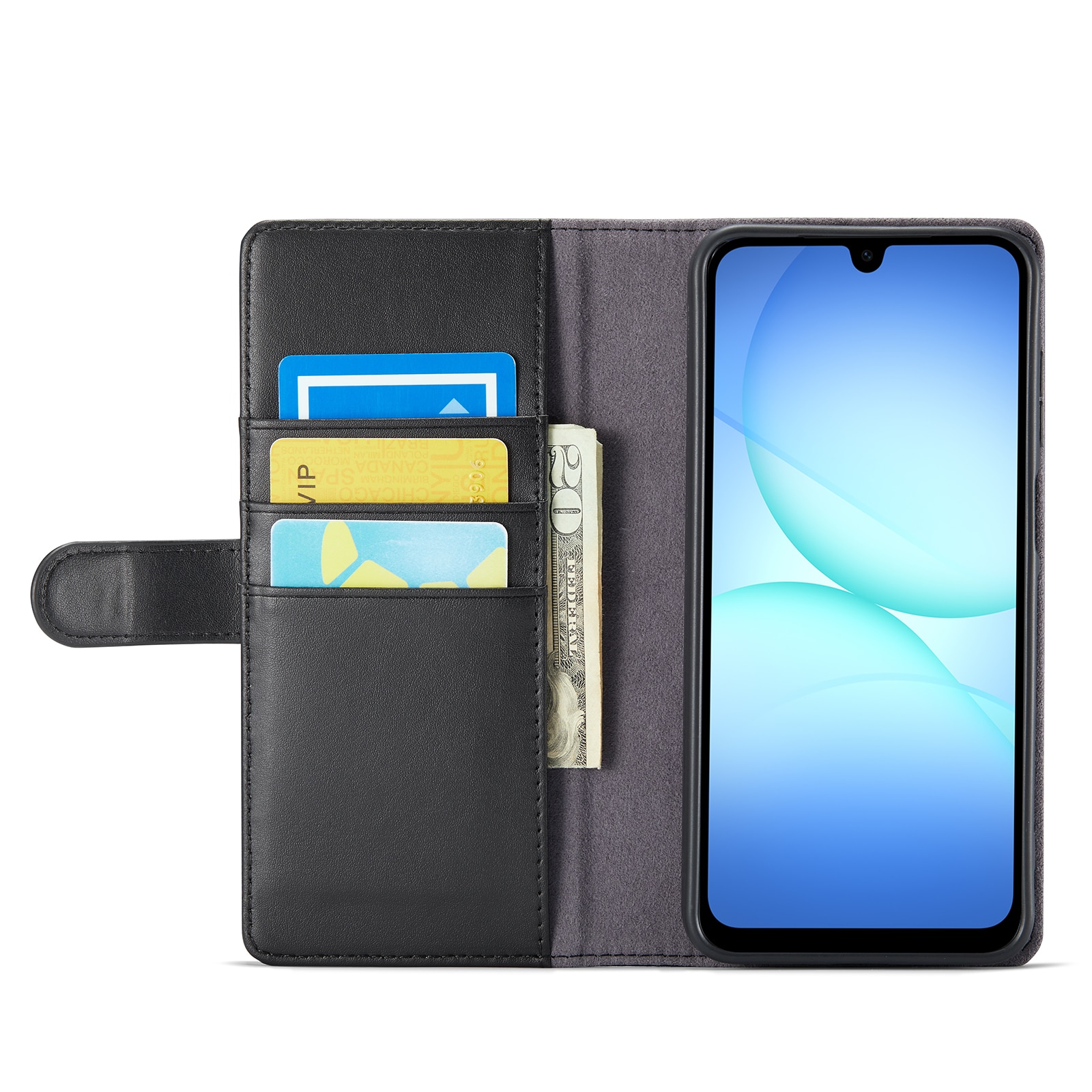 Samsung Galaxy A17 Lommeboketui i ekte skinn, Svart