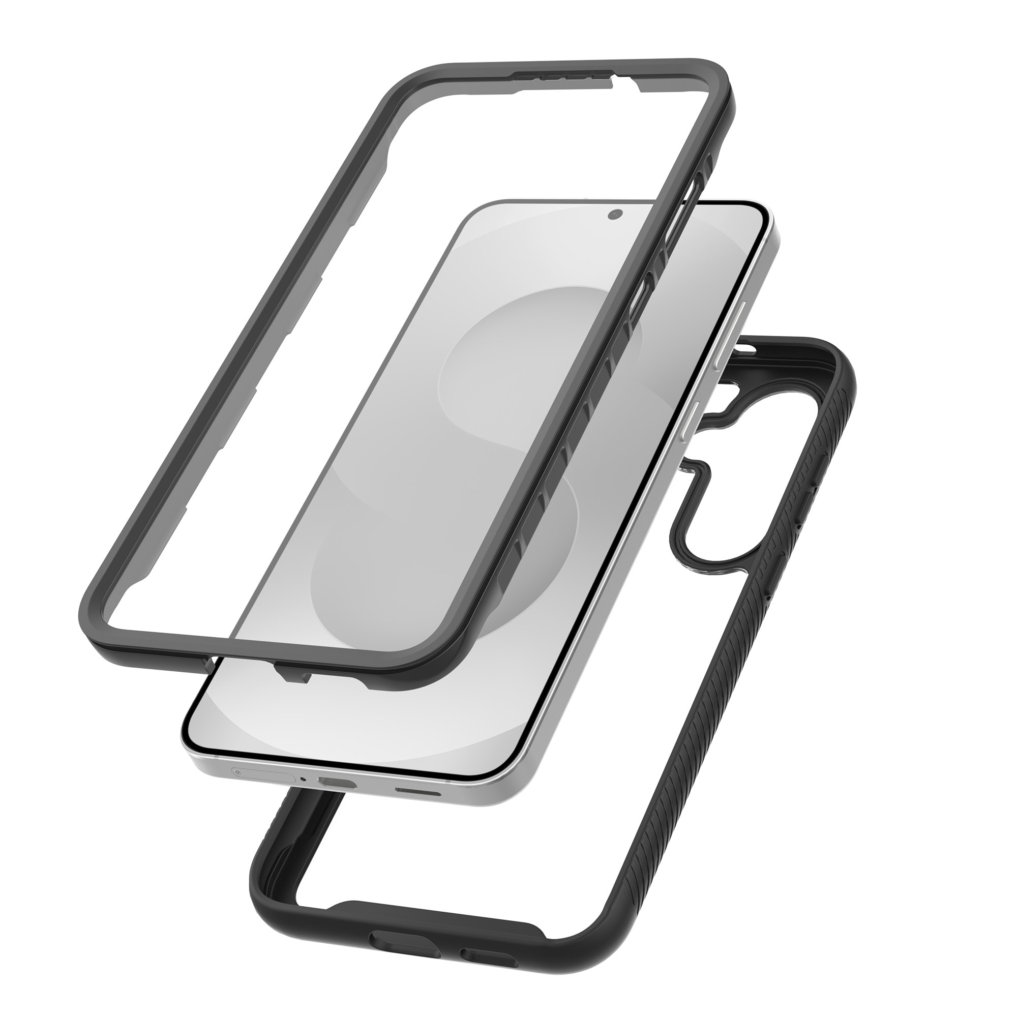 Samsung Galaxy S25 FE Deksel Full Protection, Svart/gjennomsiktig