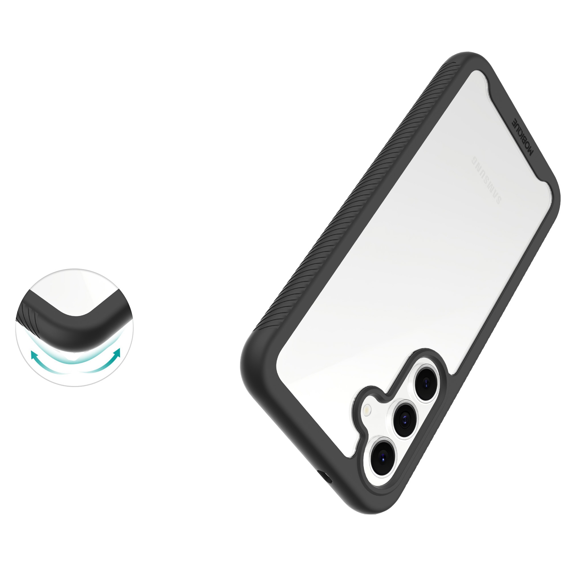 Samsung Galaxy S25 FE Deksel Full Protection, Svart/gjennomsiktig