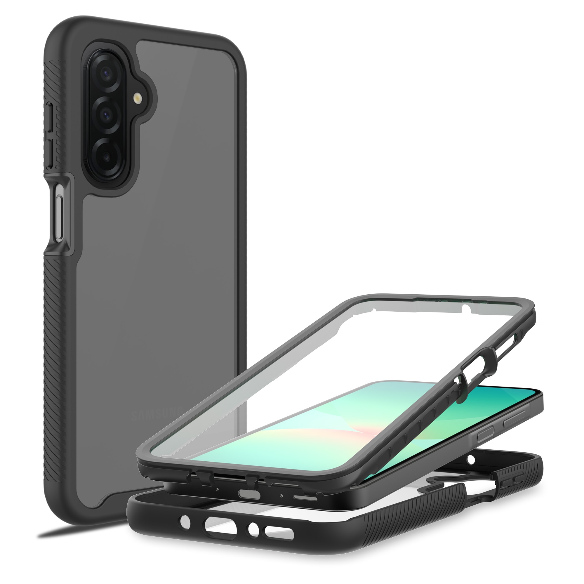 Samsung Galaxy A17 Deksel Full Protection, Svart/gjennomsiktig