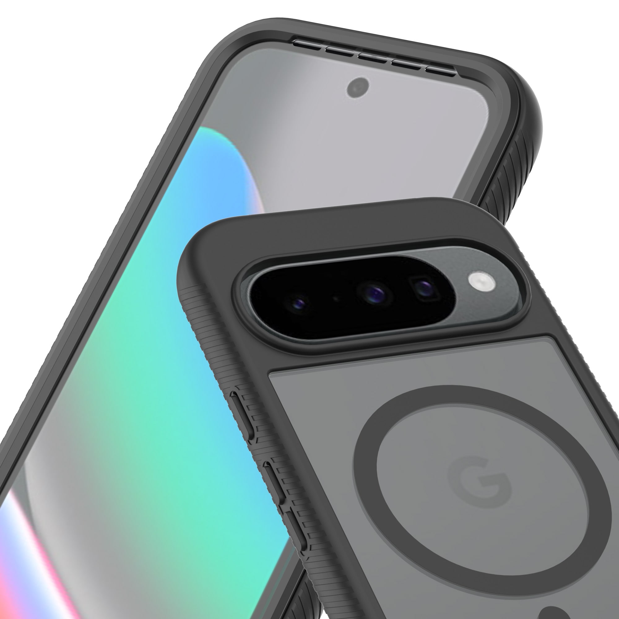 Google Pixel 9 Pro XL Deksel Magnetisk Full Protection, Svart/gjennomsiktig