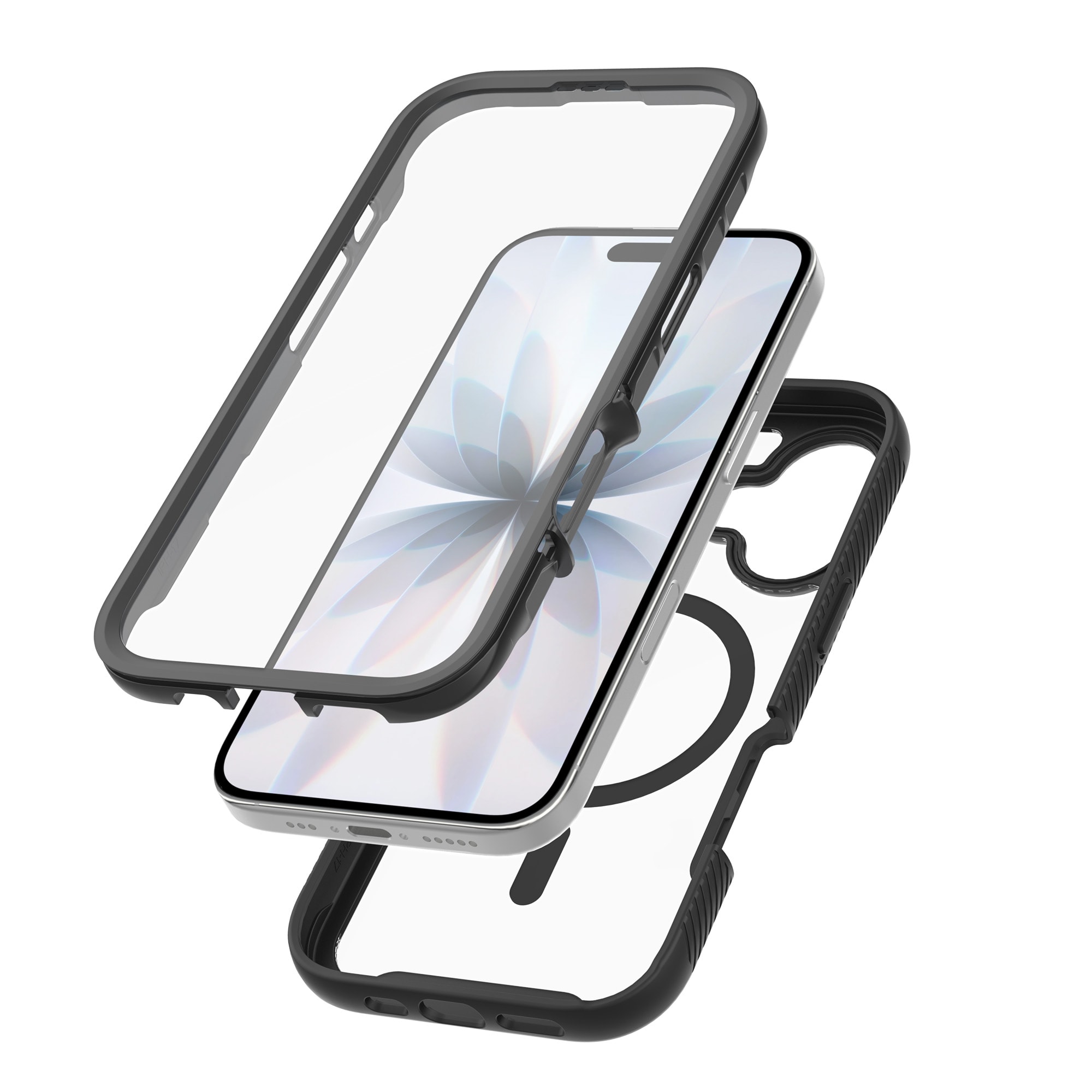 iPhone 17 Deksel Magnetisk Full Protection, Svart/gjennomsiktig