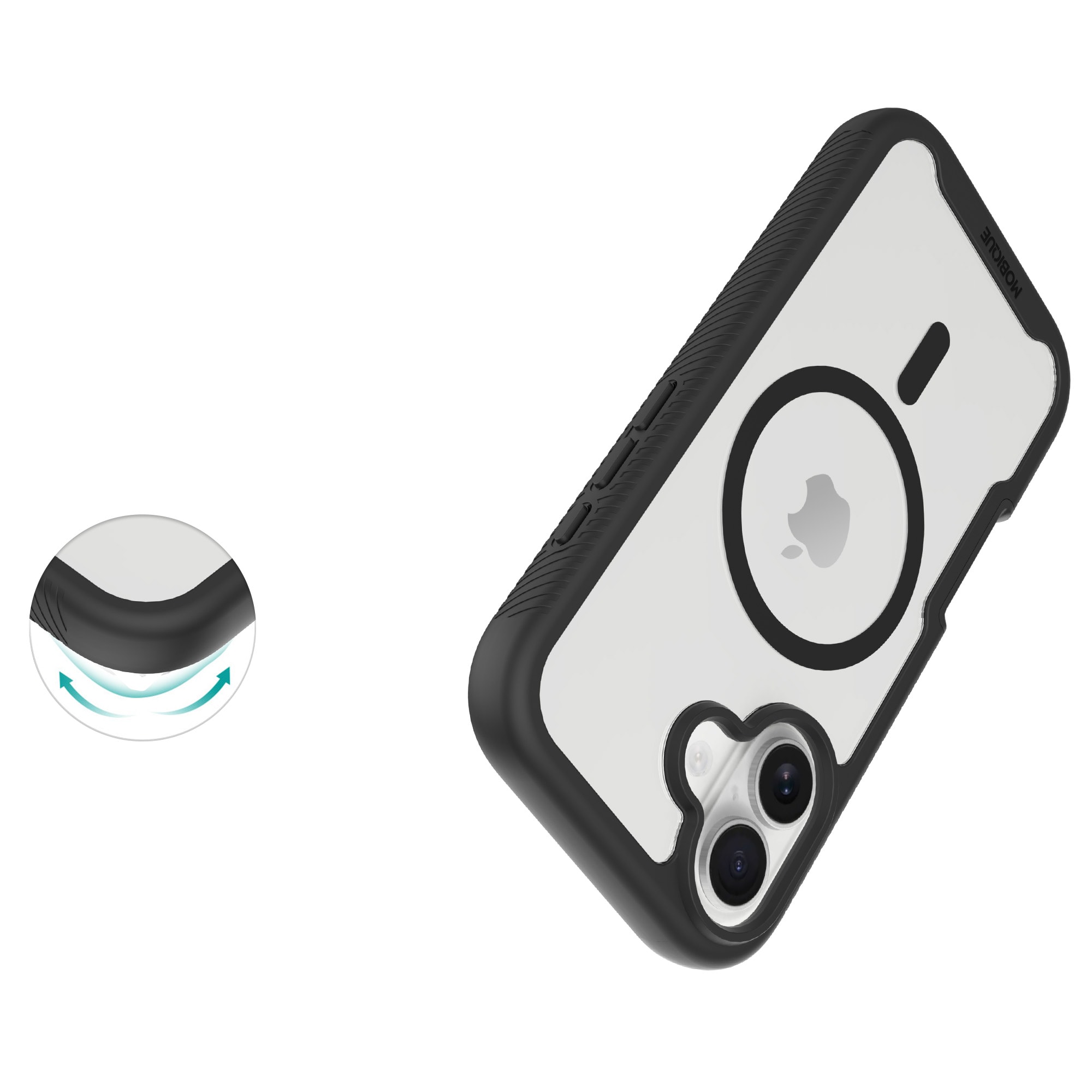 iPhone 17 Deksel Magnetisk Full Protection, Svart/gjennomsiktig