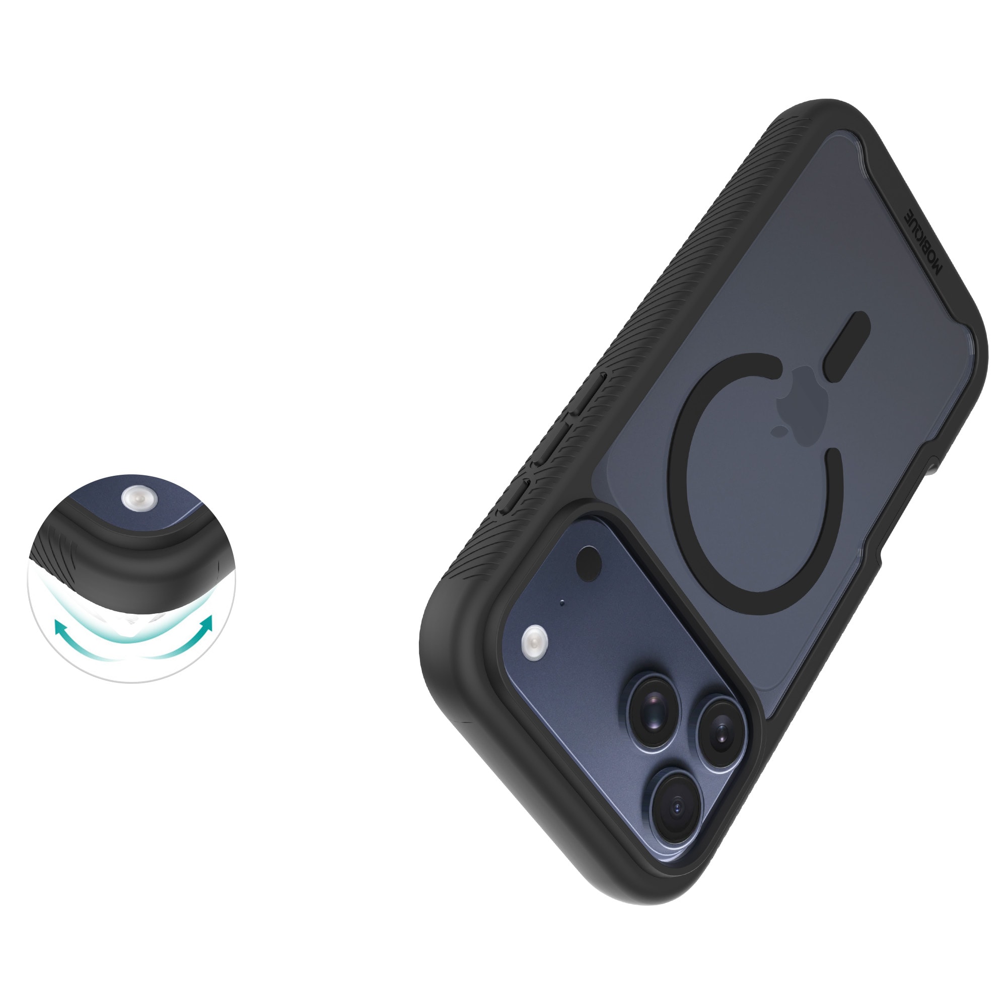 iPhone 17 Pro Max Deksel Magnetisk Full Protection, Svart/gjennomsiktig
