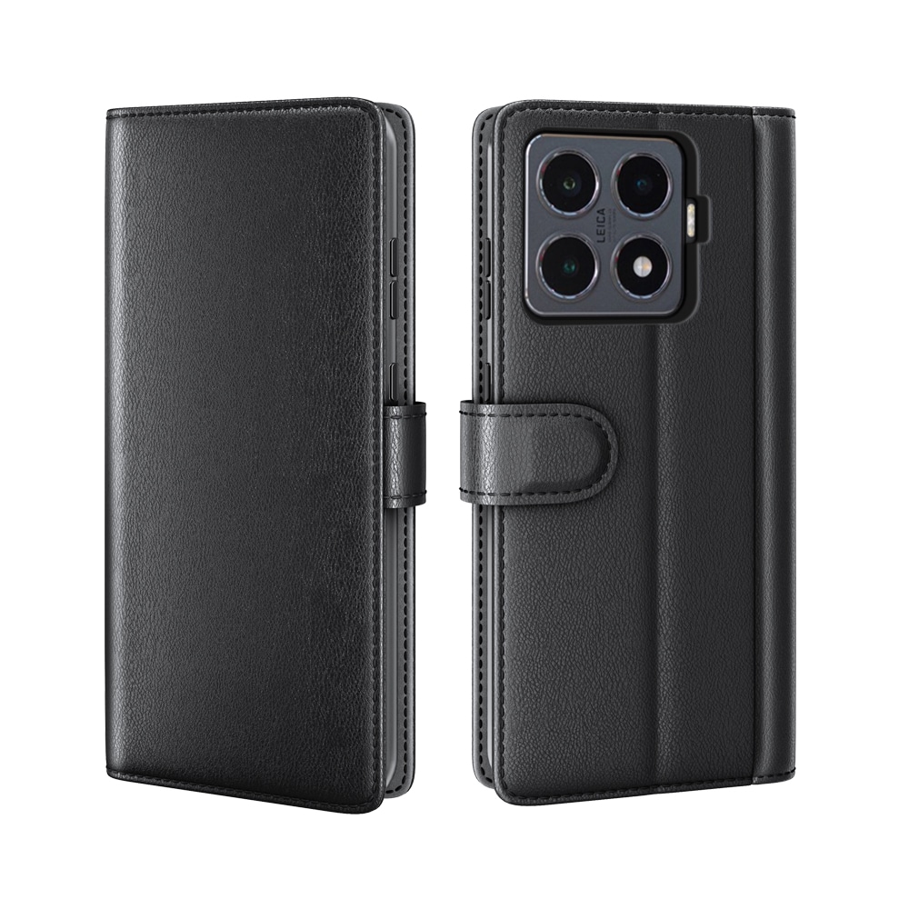 Xiaomi 15T Pro Lommeboketui i ekte skinn, Svart