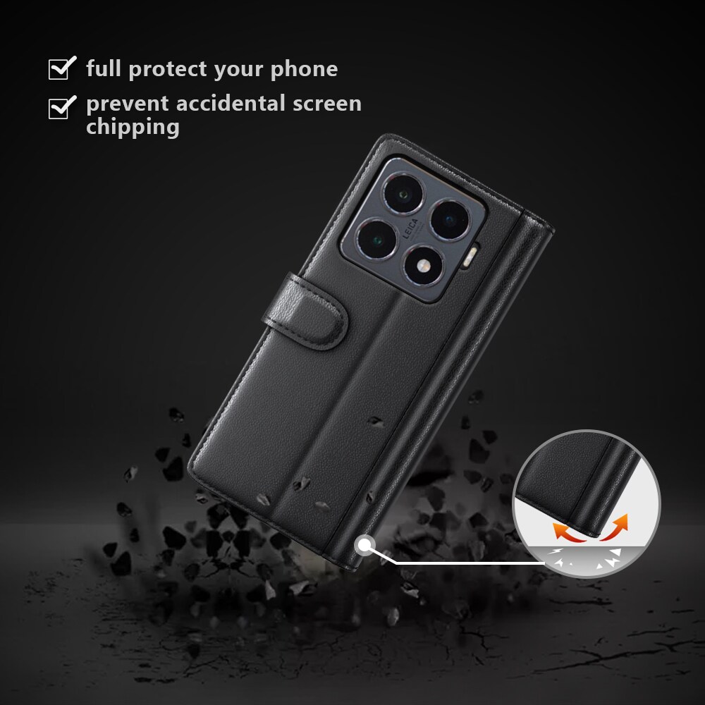 Xiaomi 15T Lommeboketui i ekte skinn, Svart