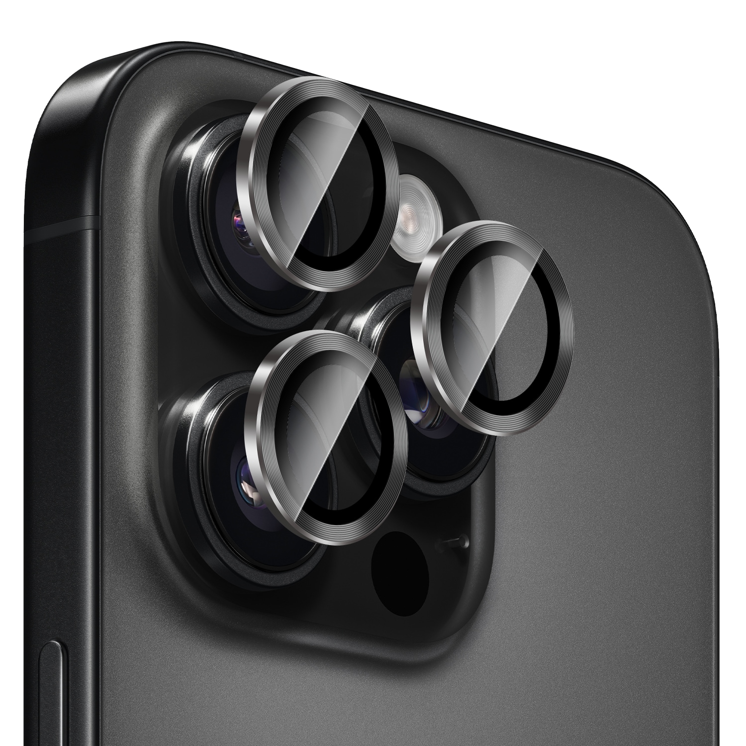 Linsebeskytter Metall iPhone 16 Pro, Svart