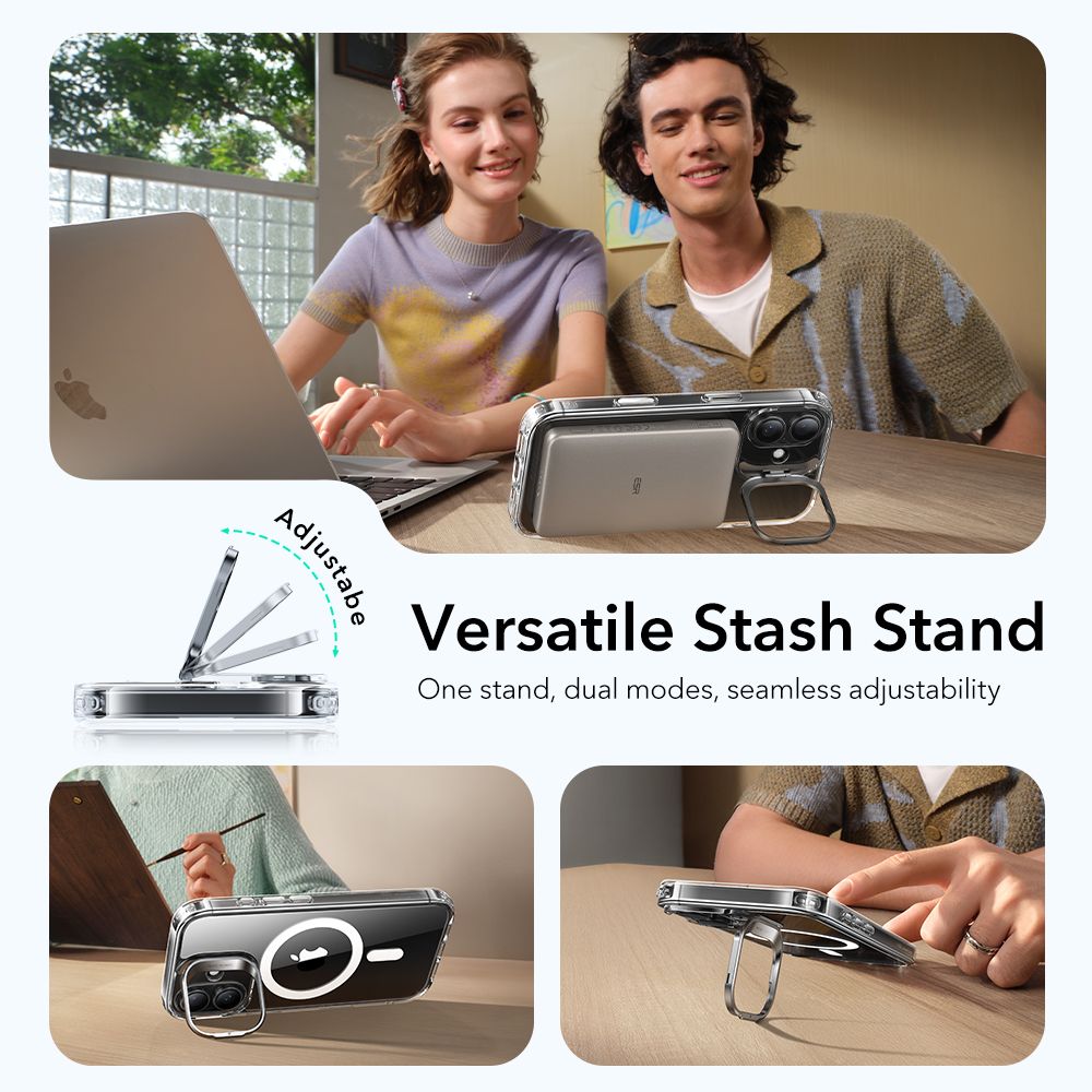 iPhone 17 Classic Hybriddeksel MagSafe med kickstand, Gjennomsiktig