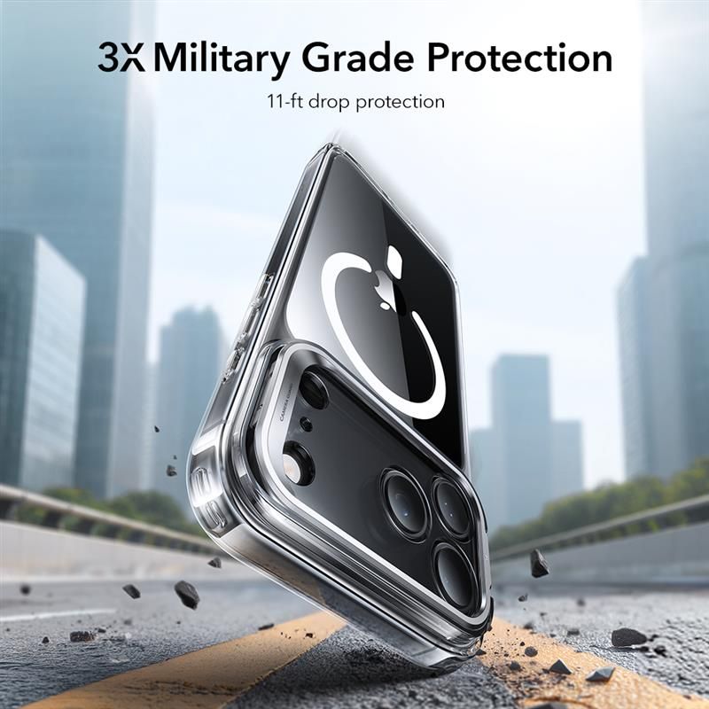 iPhone 17 Pro Max Classic Hybriddeksel MagSafe med kickstand, Gjennomsiktig