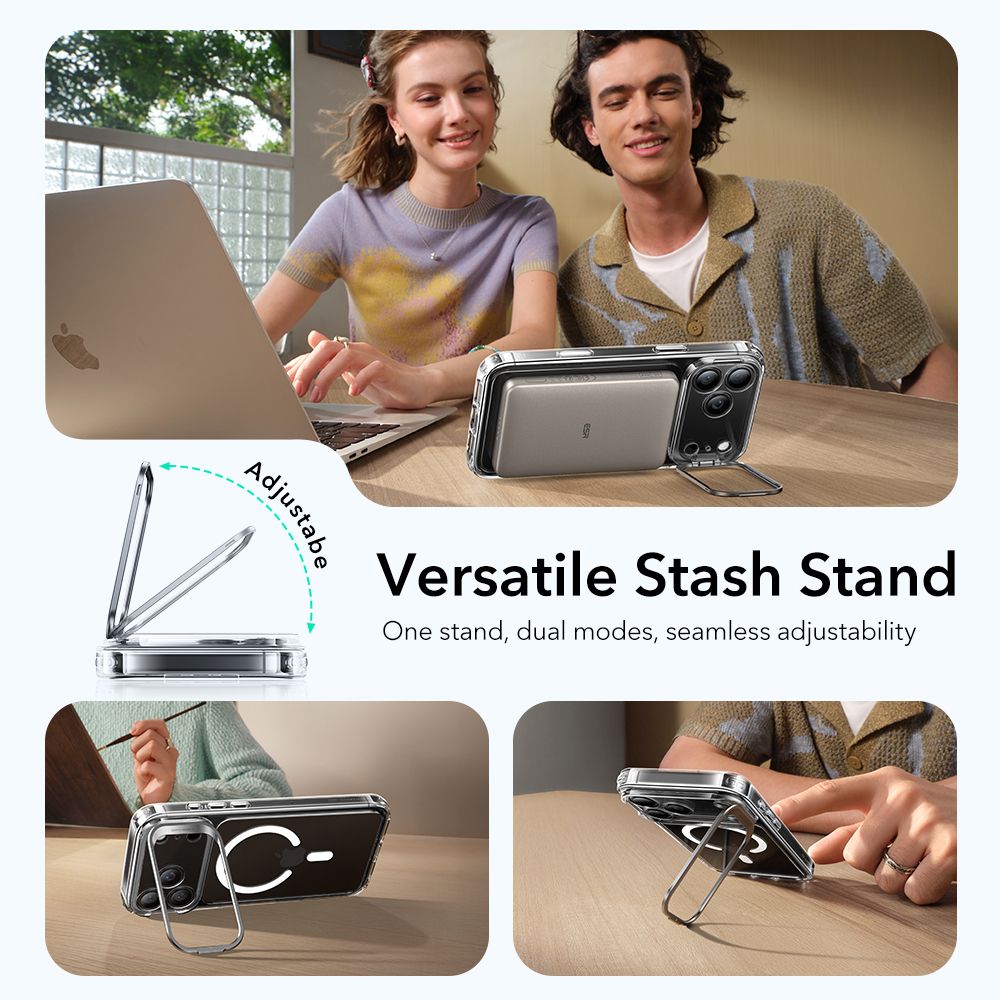 iPhone 17 Pro Max Classic Hybriddeksel MagSafe med kickstand, Gjennomsiktig