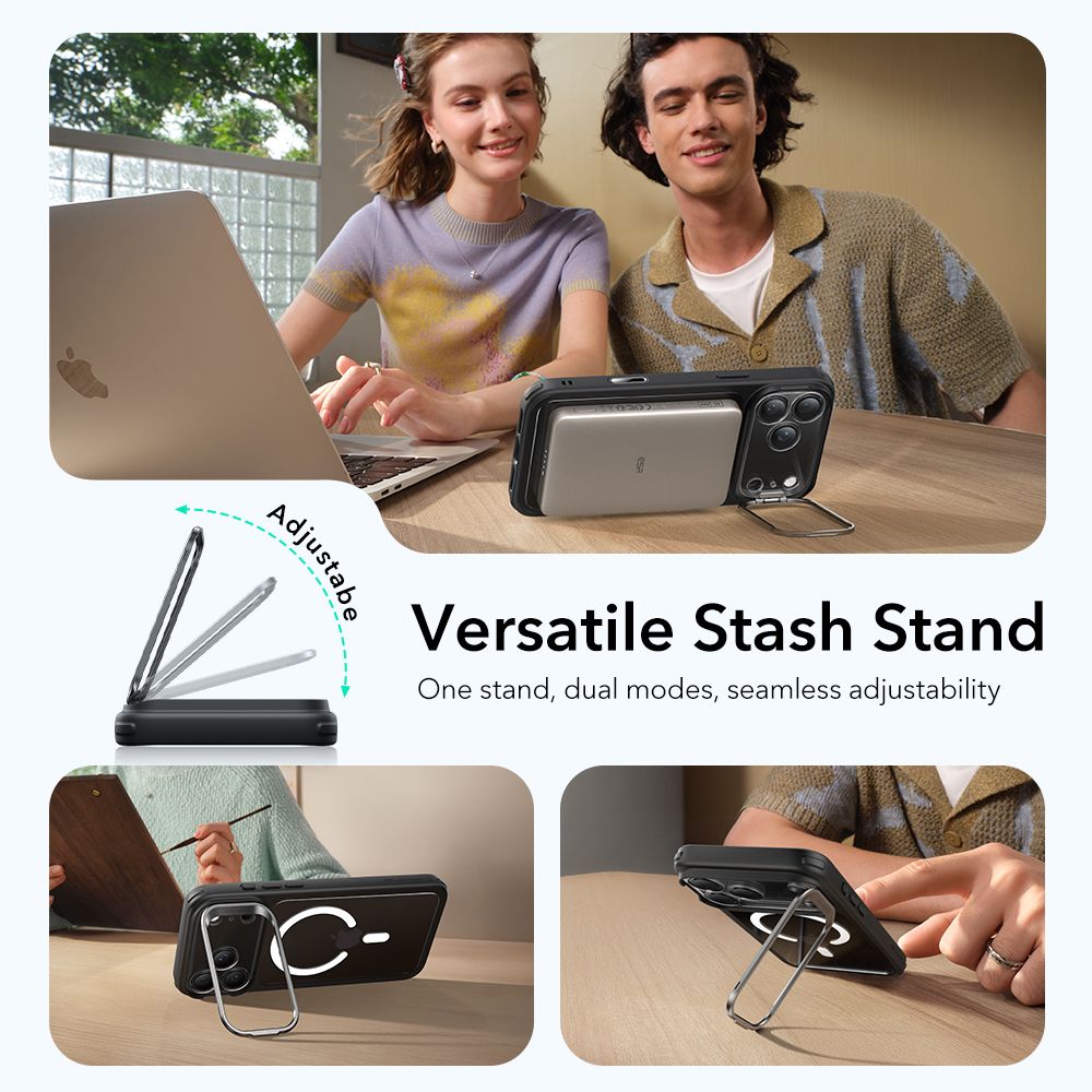 iPhone 17 Pro Max Classic Hybriddeksel MagSafe med kickstand, Svart/gjennomsiktig