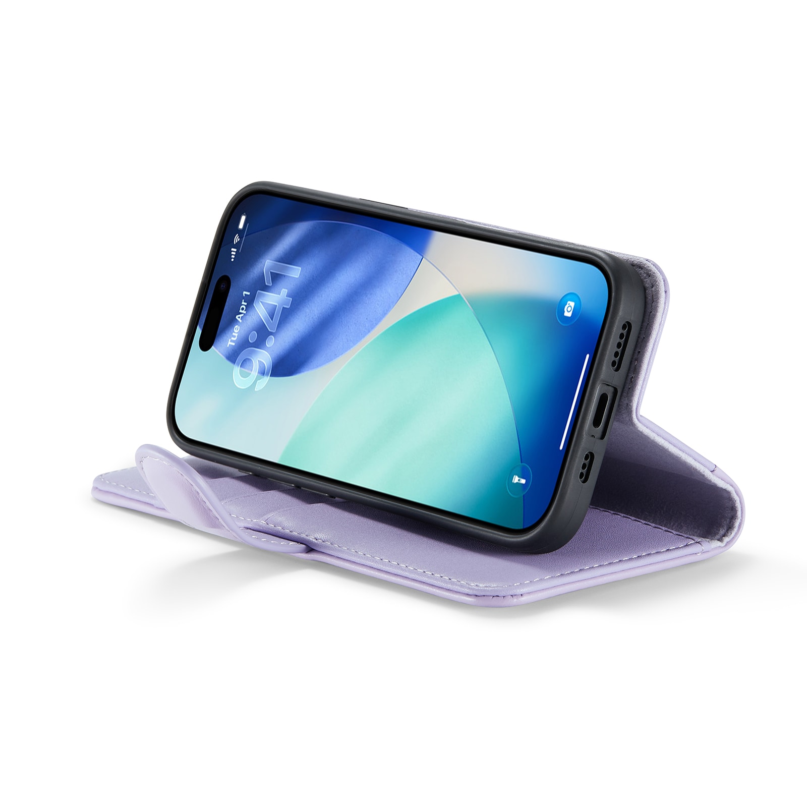iPhone 17 Lommeboketui i ekte skinn, Lilla