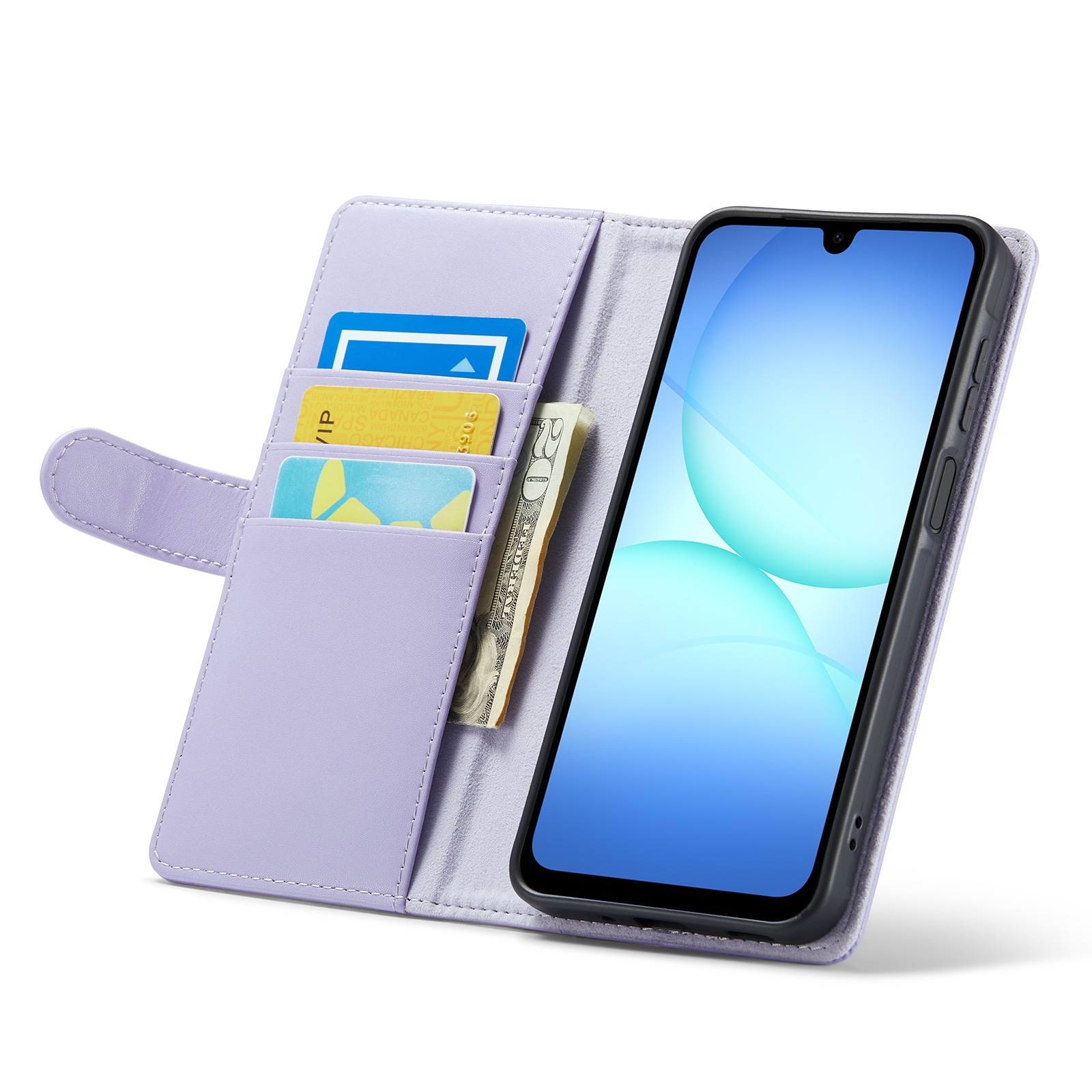 Samsung Galaxy A17 Lommeboketui i ekte skinn, Lilla