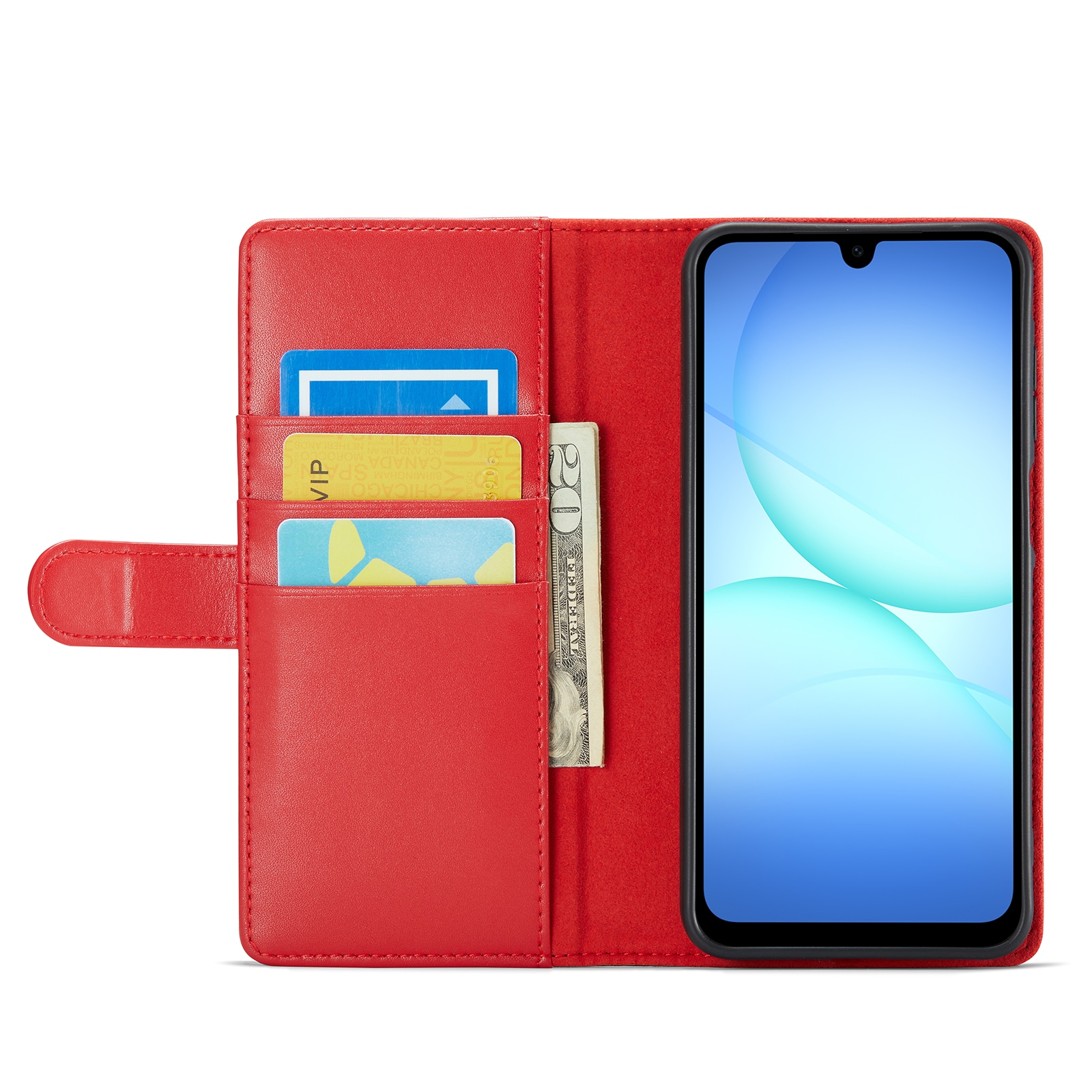 Samsung Galaxy A17 Lommeboketui i ekte skinn, Rød