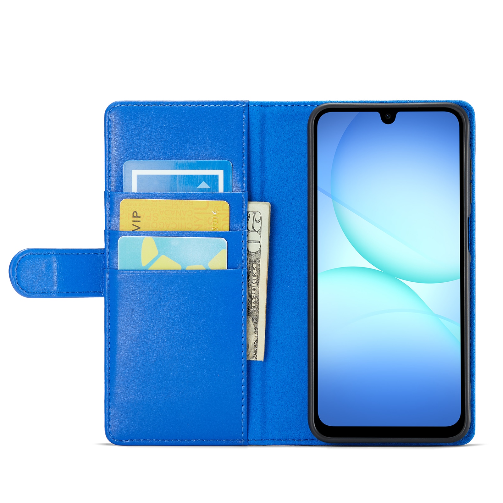 Samsung Galaxy A17 Lommeboketui i ekte skinn, Blå