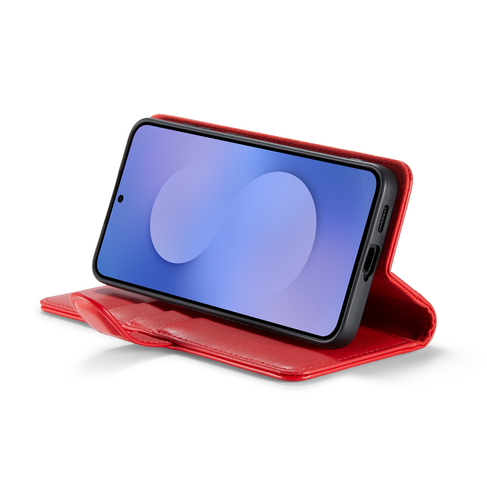 Samsung Galaxy S25 FE Lommeboketui i ekte skinn, Rød